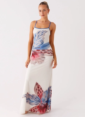Everett Maxi Dress - White Sea Bloom Petal Zone