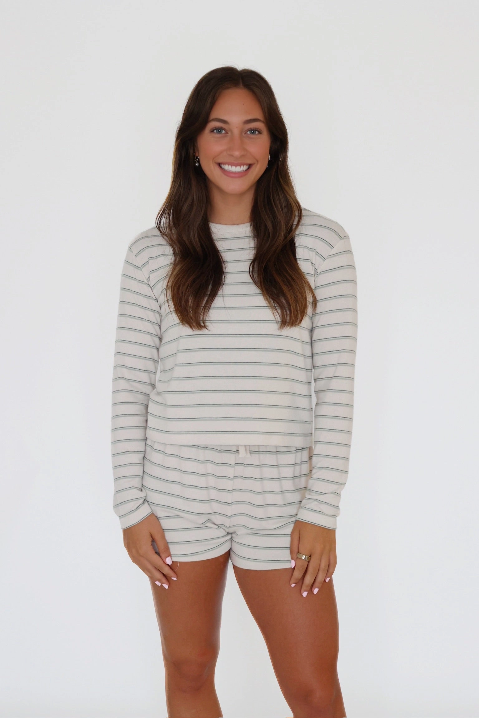 Evergreen Stripe Short Raglan Sleeve QuickDry Texture