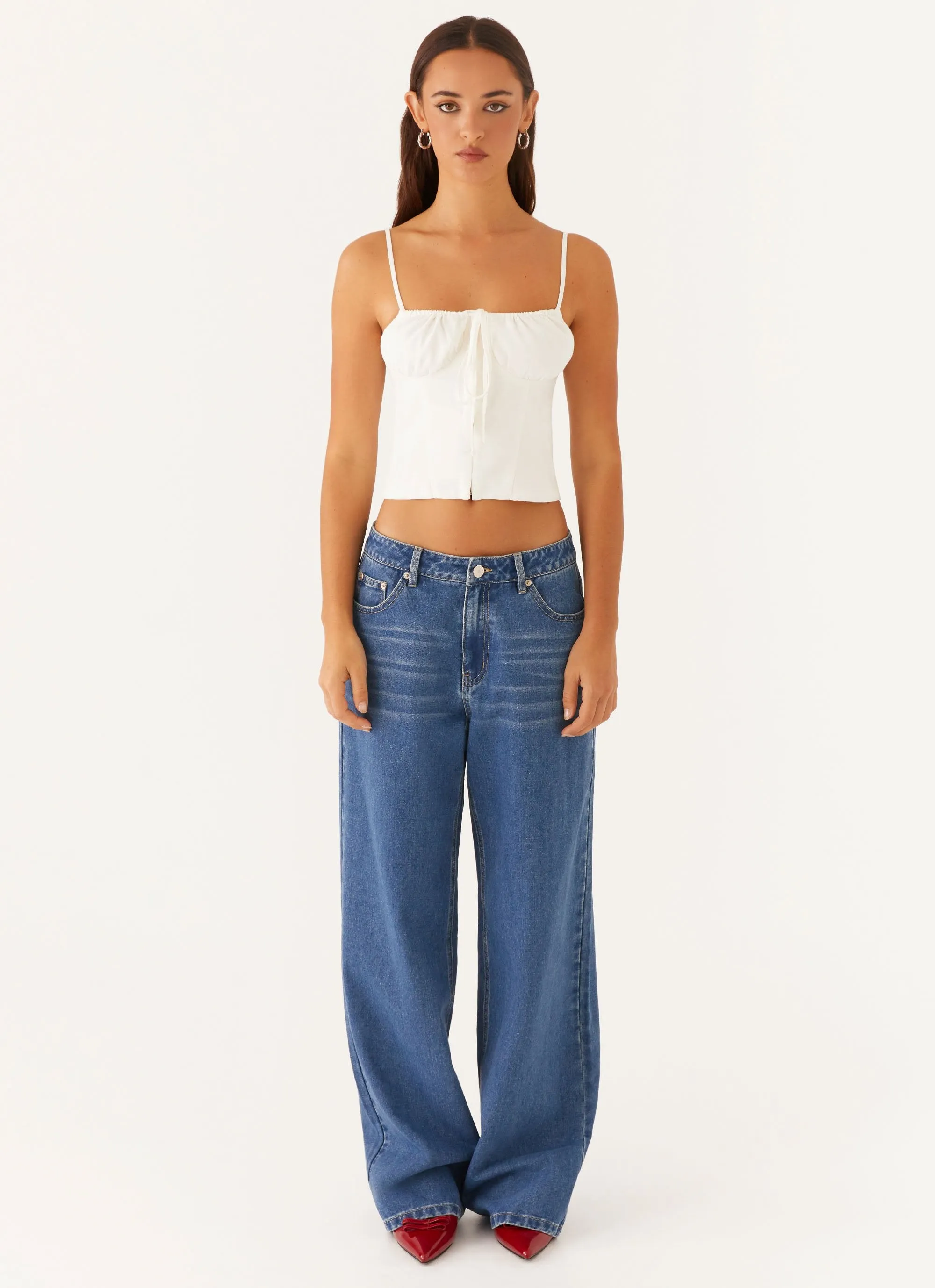 Durable Stitching slim fit Everly Top - White