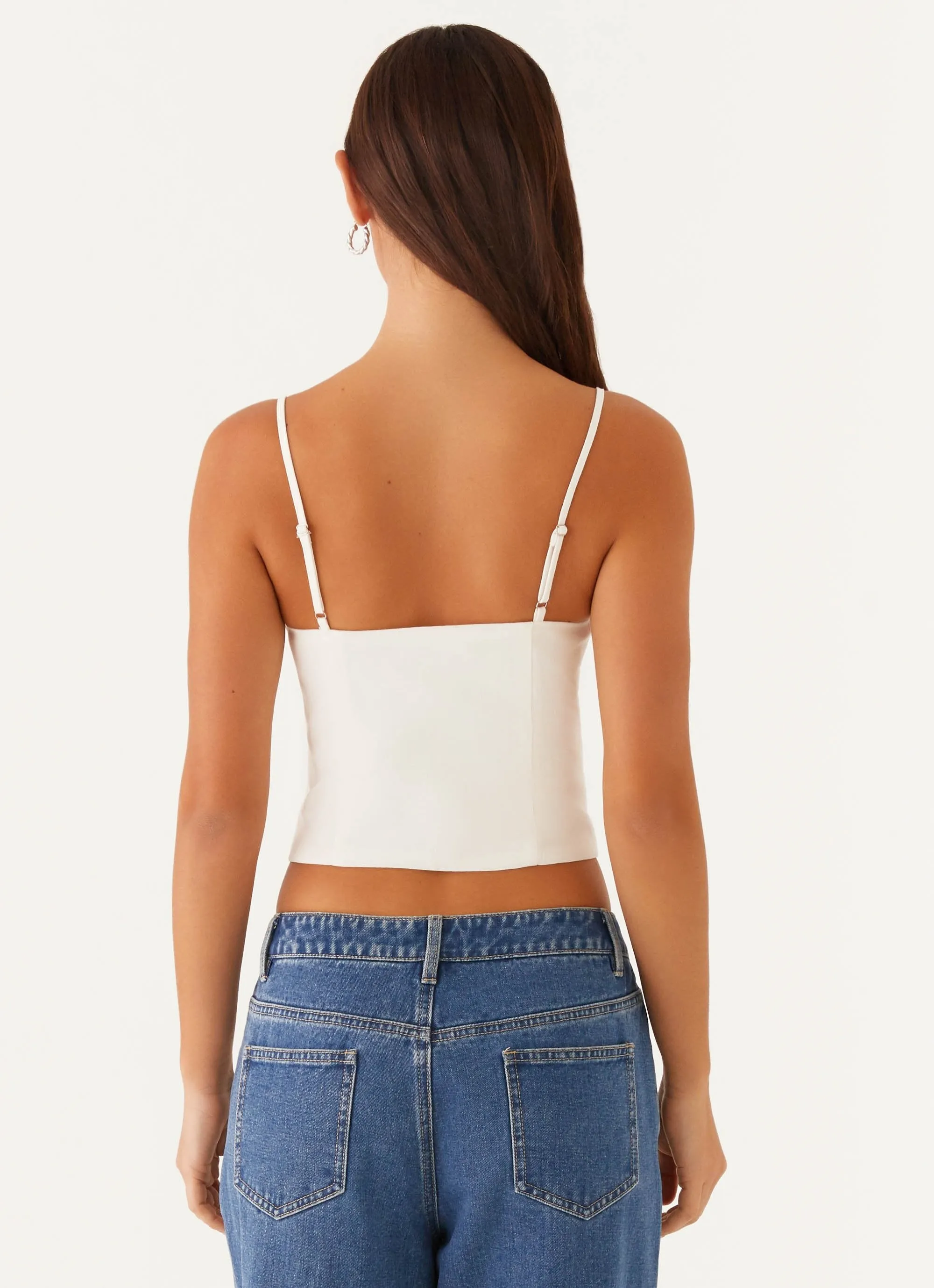 Weighted Hem Trim Everly Top - White