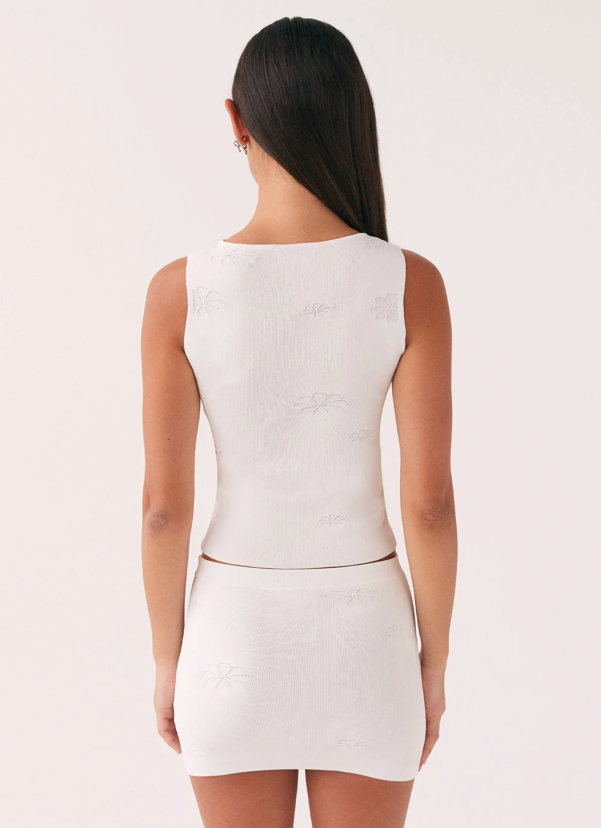 Holly Knit Mini Skirt - White gentle style Budget Friendly