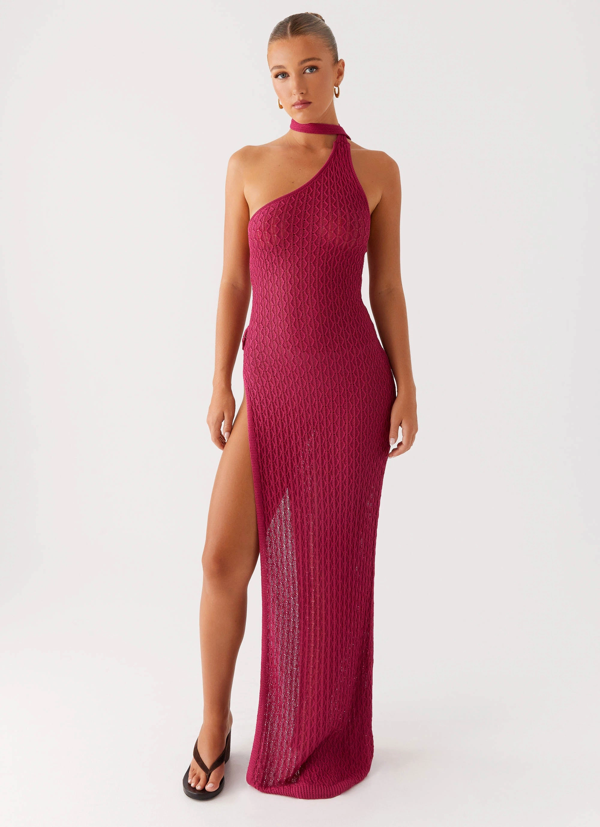 All Layer Quick Outfit Carryn Knit Maxi Dress - Hot Pink