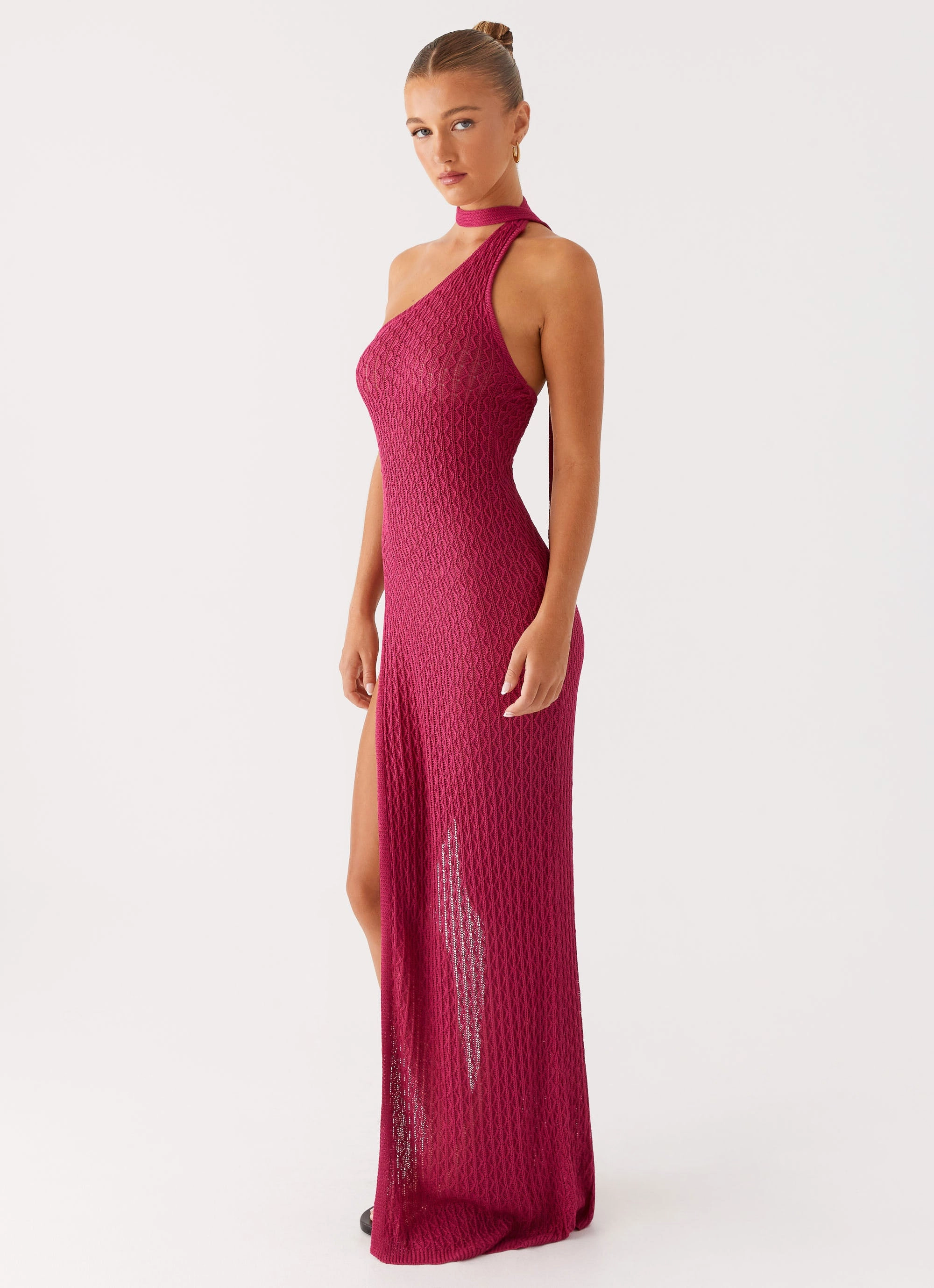 Carryn Knit Maxi Dress - Hot Pink Coastal Chic