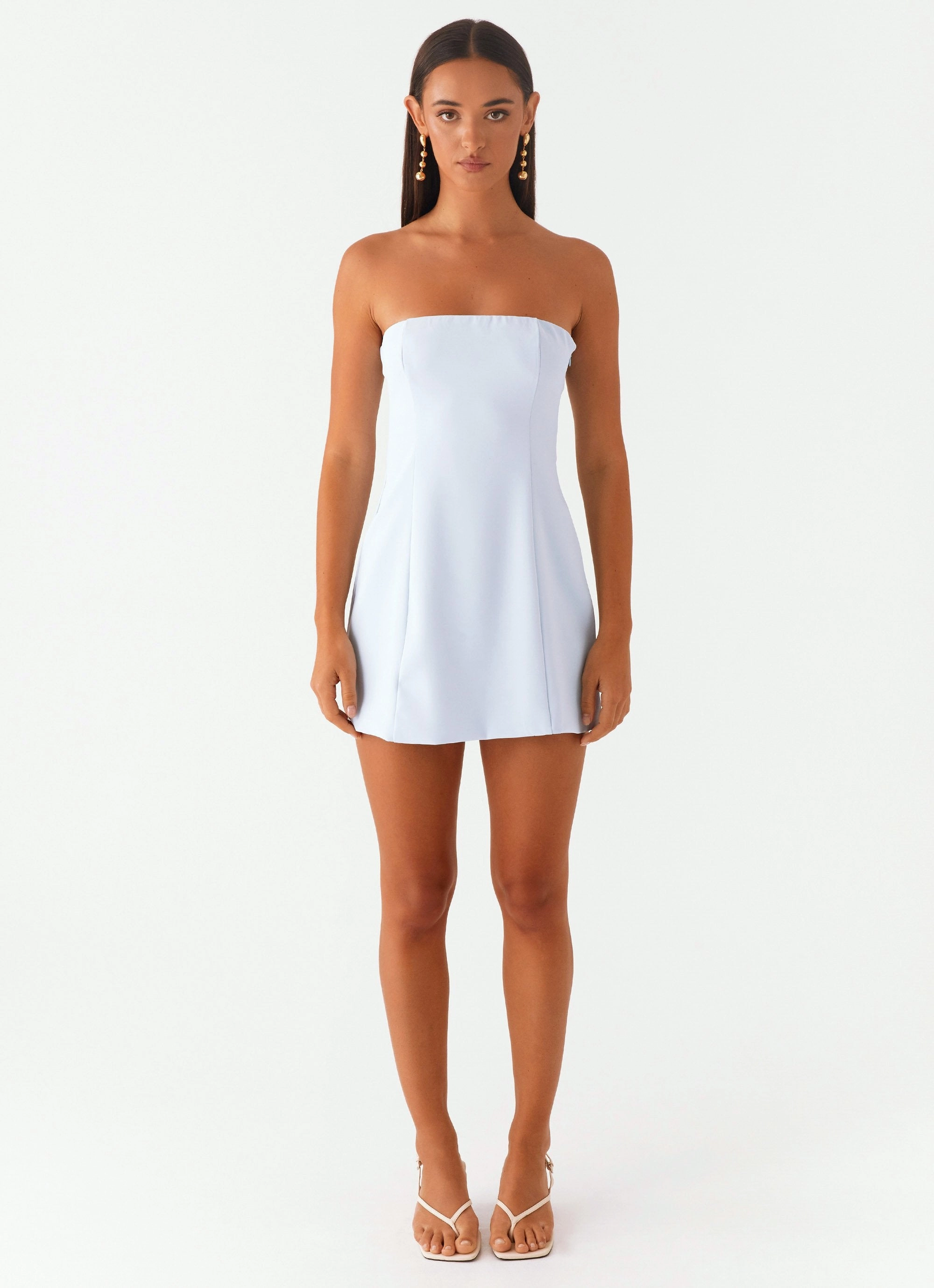 Zip-Closure Ayanna Strapless Mini Dress - Blue