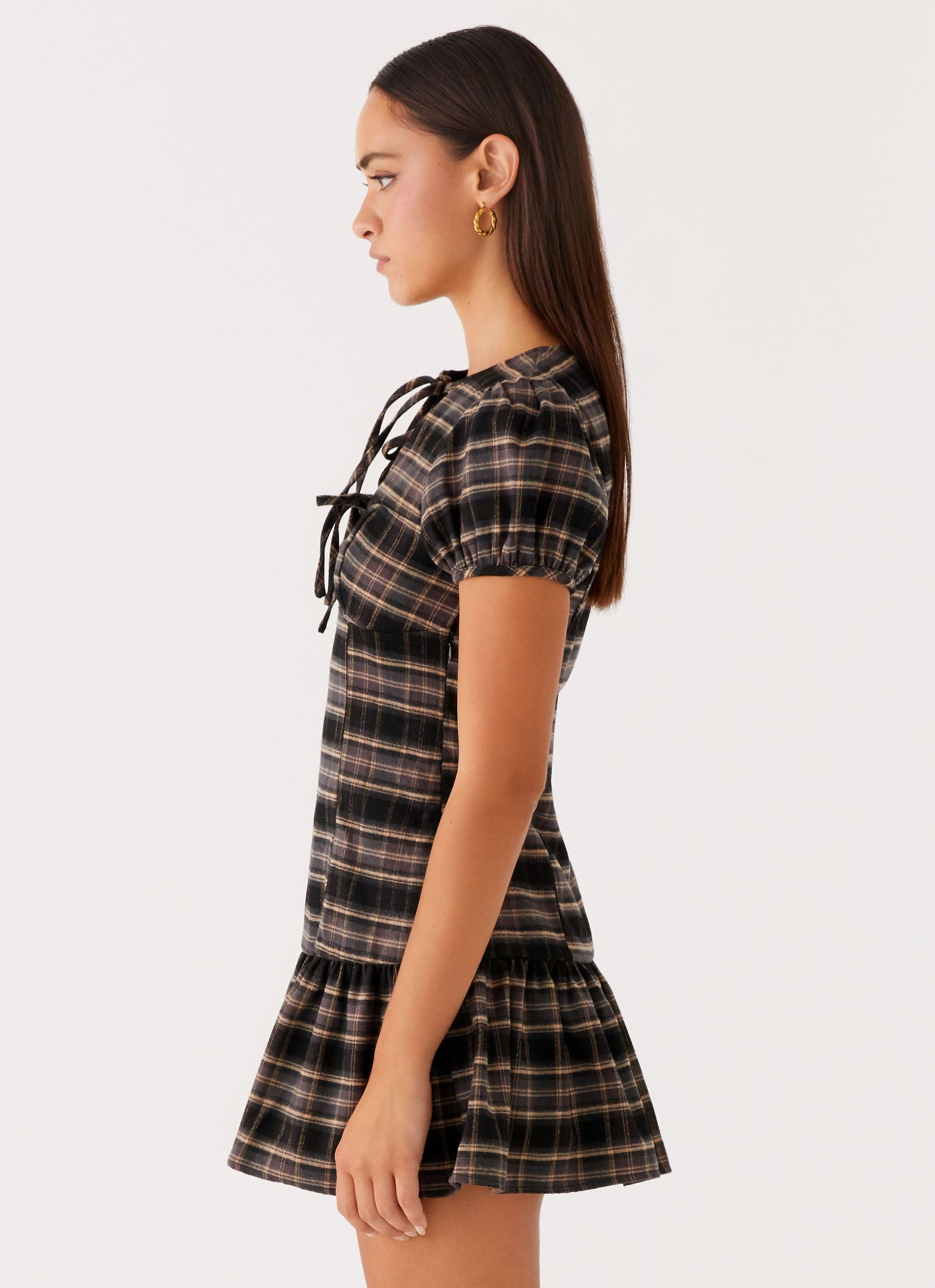 FlexibleClosure Taylor Keyhole Mini Dress - Brown Check