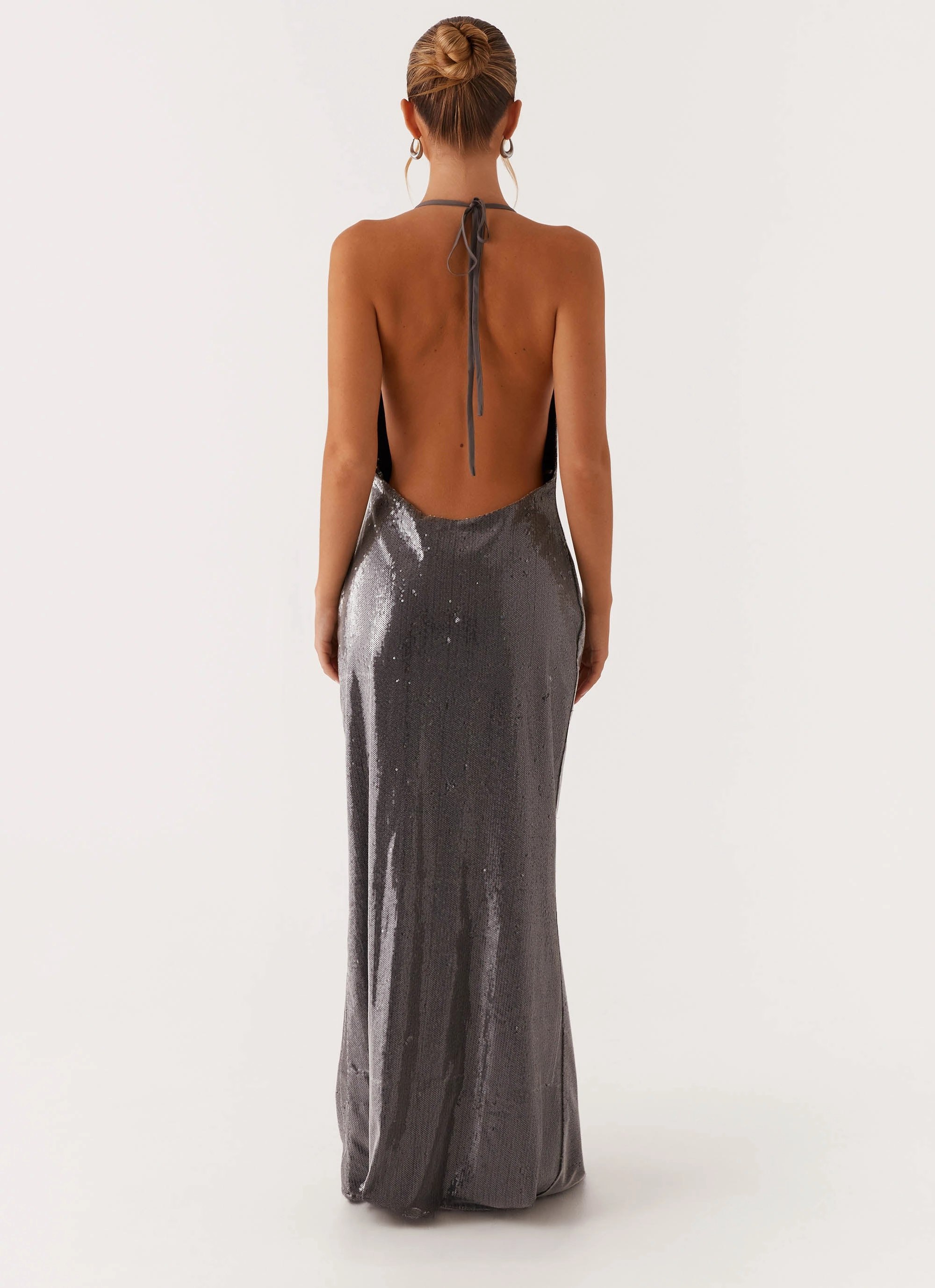 Mid Fit Sleek Love Sequin Maxi Dress - Silver Sequin