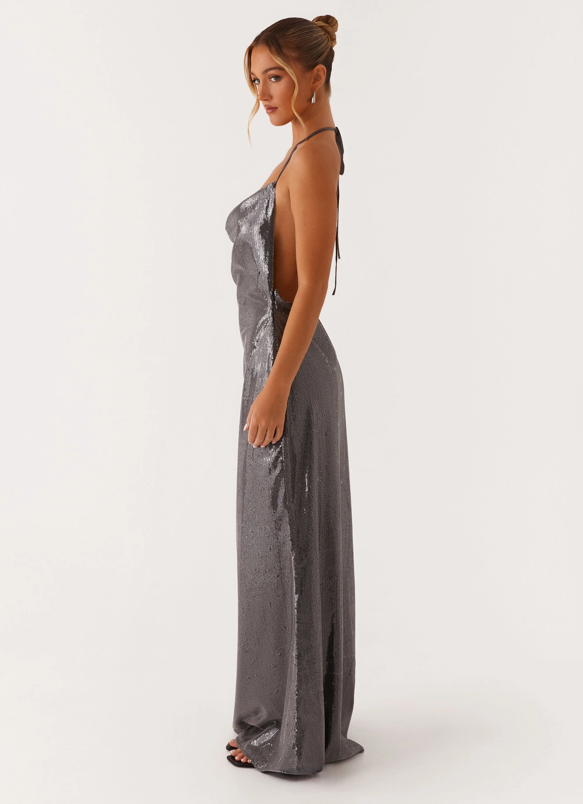 Chic beachwear dress Sleek Love Sequin Maxi Dress - Silver Sequin
