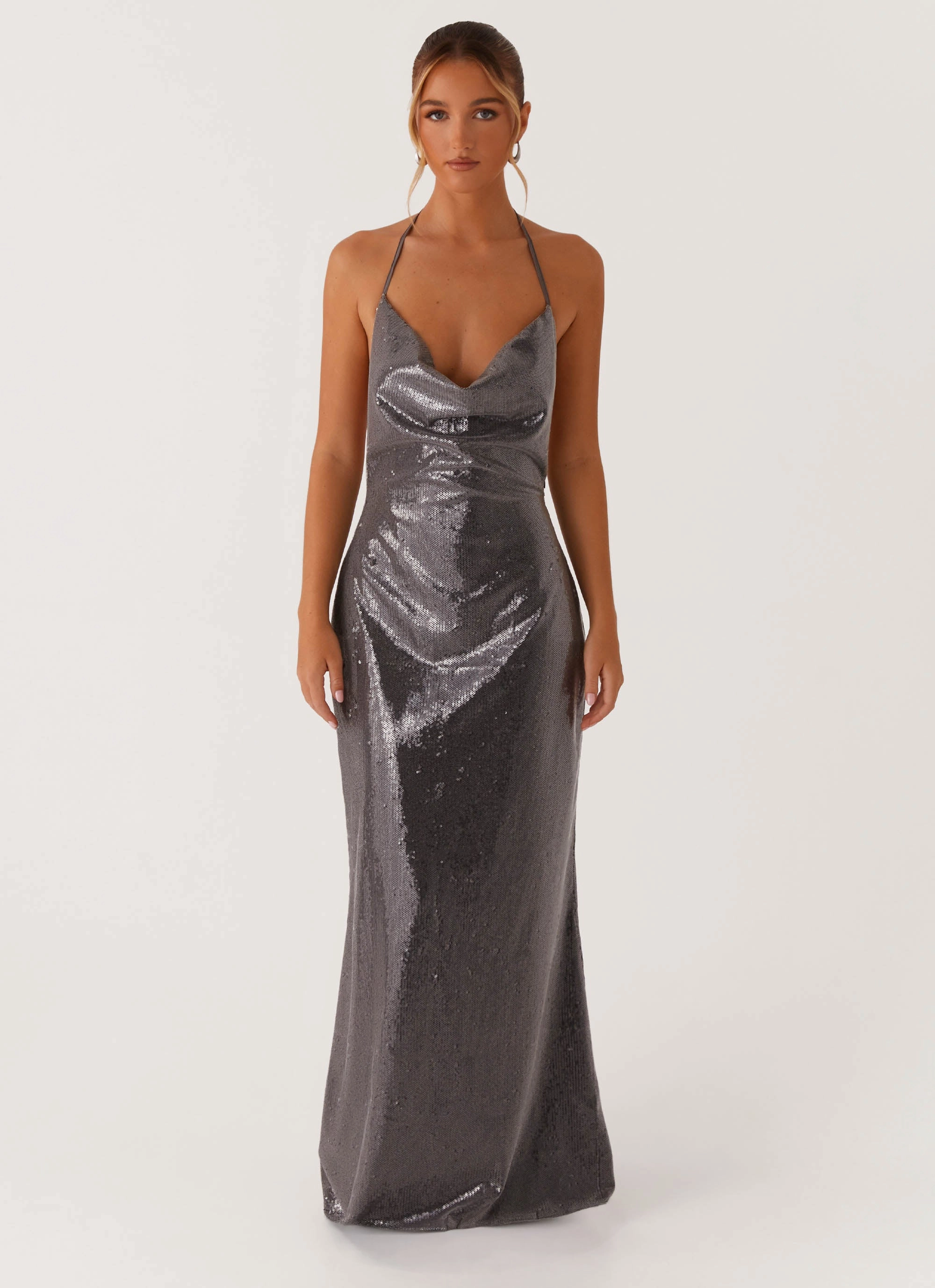 Sleek Love Sequin Maxi Dress - Silver Sequin Smart touch