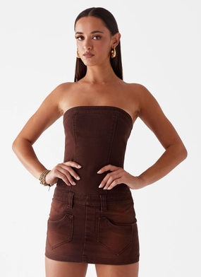 Wide Swing Heading South Mini Dress - Brown