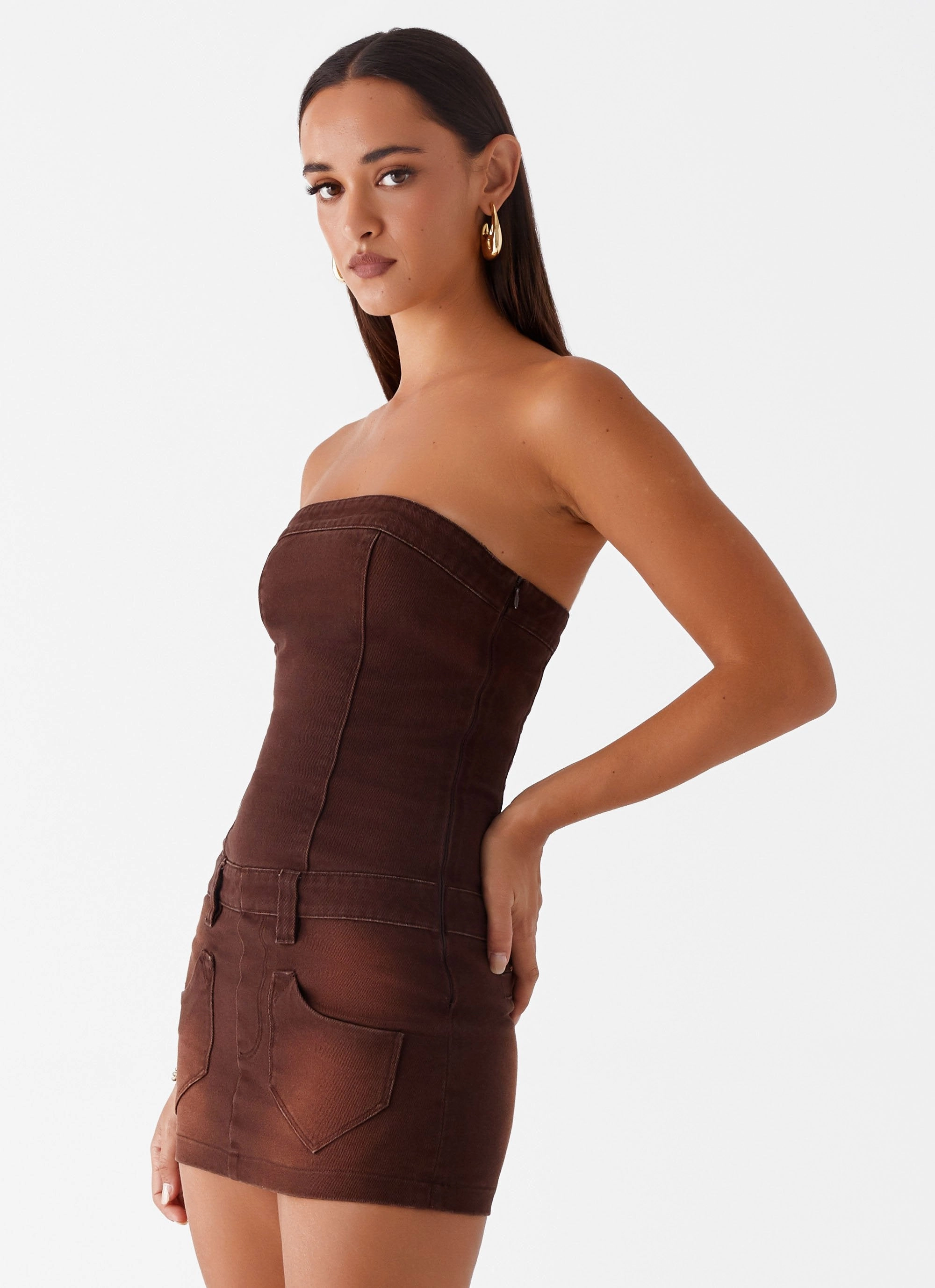 Layerable Piece Heading South Mini Dress - Brown