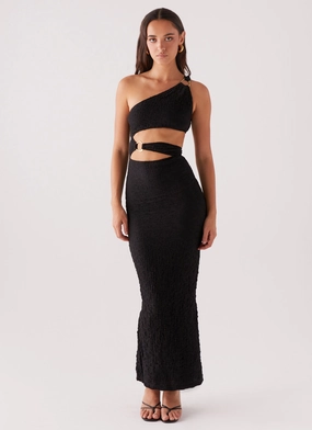 North Haven Maxi Dress - Black Stylish Touch Chain-Detail