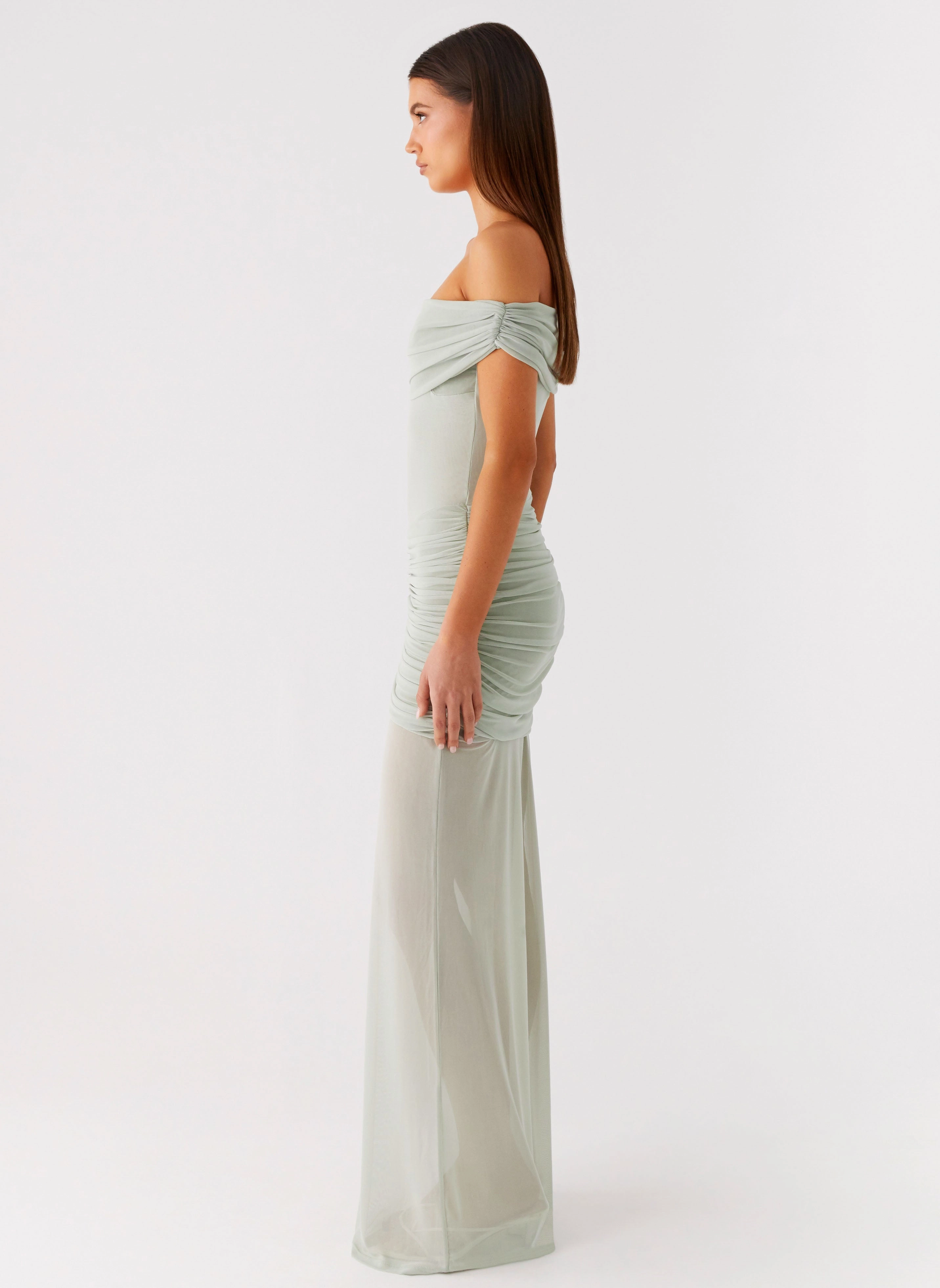 Comfy Look Eyllin Off Shoulder Maxi Dress - Sage
