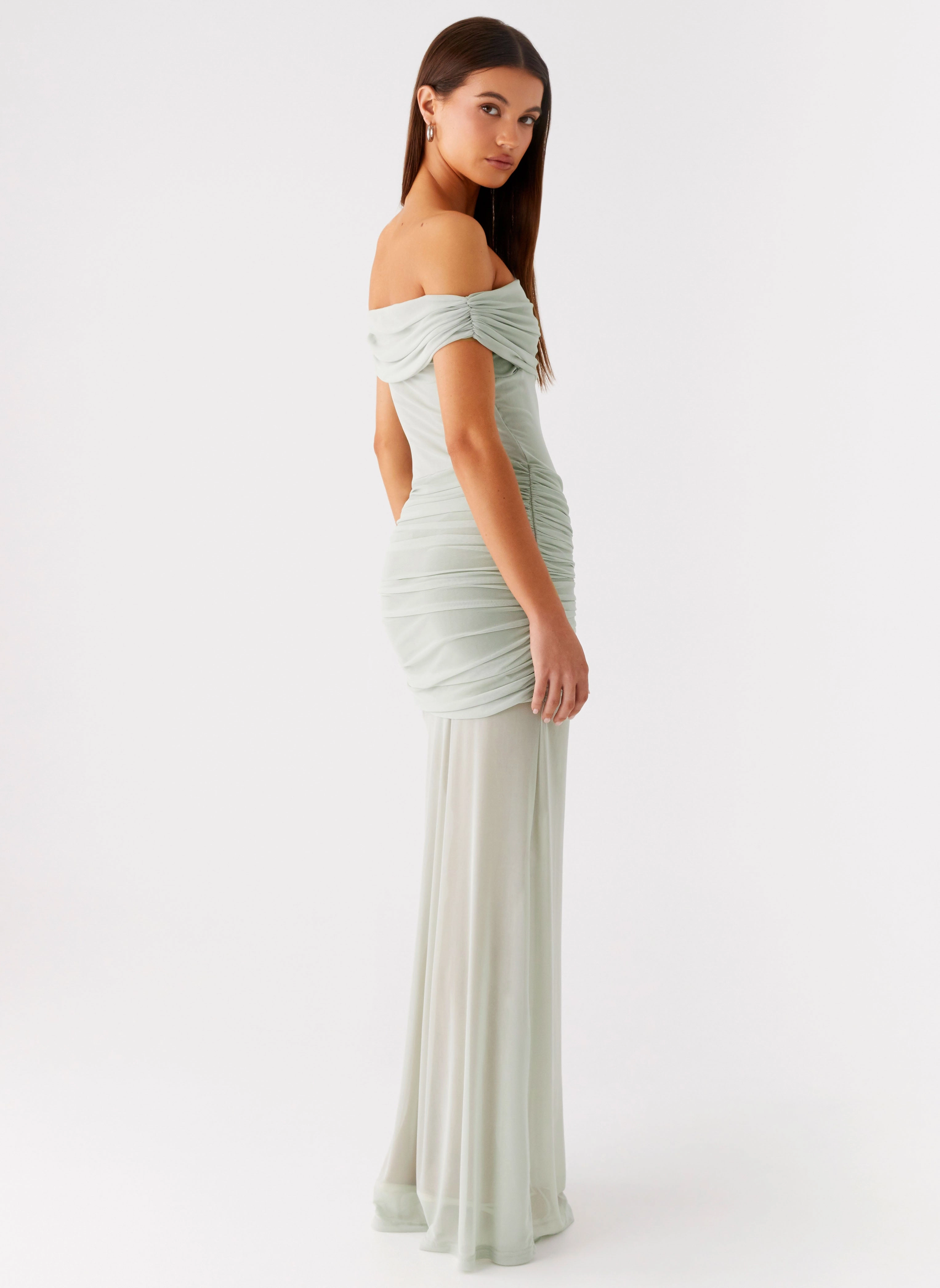 Sharp Look Eyllin Off Shoulder Maxi Dress - Sage