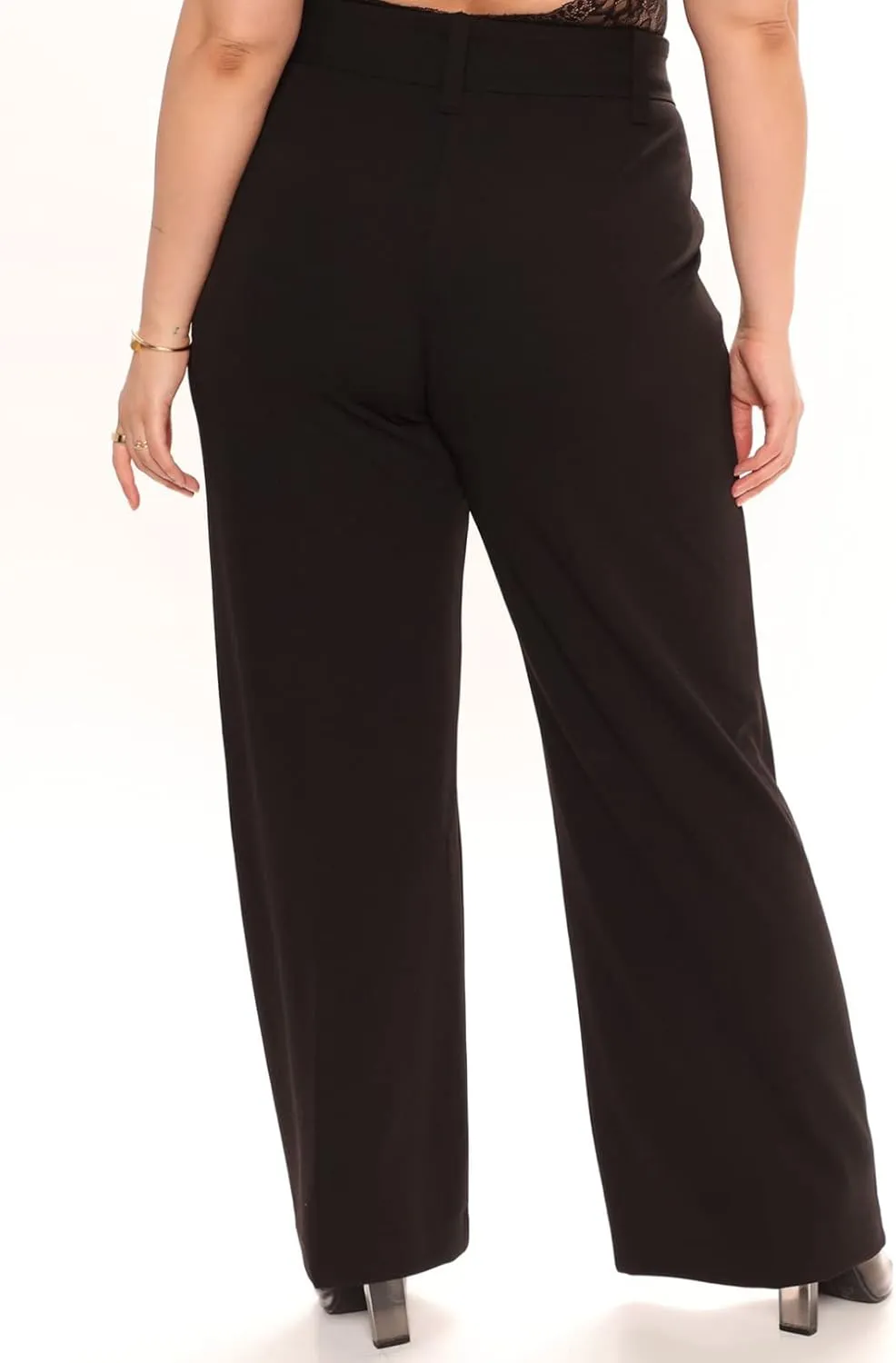 Eytino Womens Plus Size Stretch Dress Pants Comfy Wide Leg Belted Lounge Pants for Office, 1X-5X