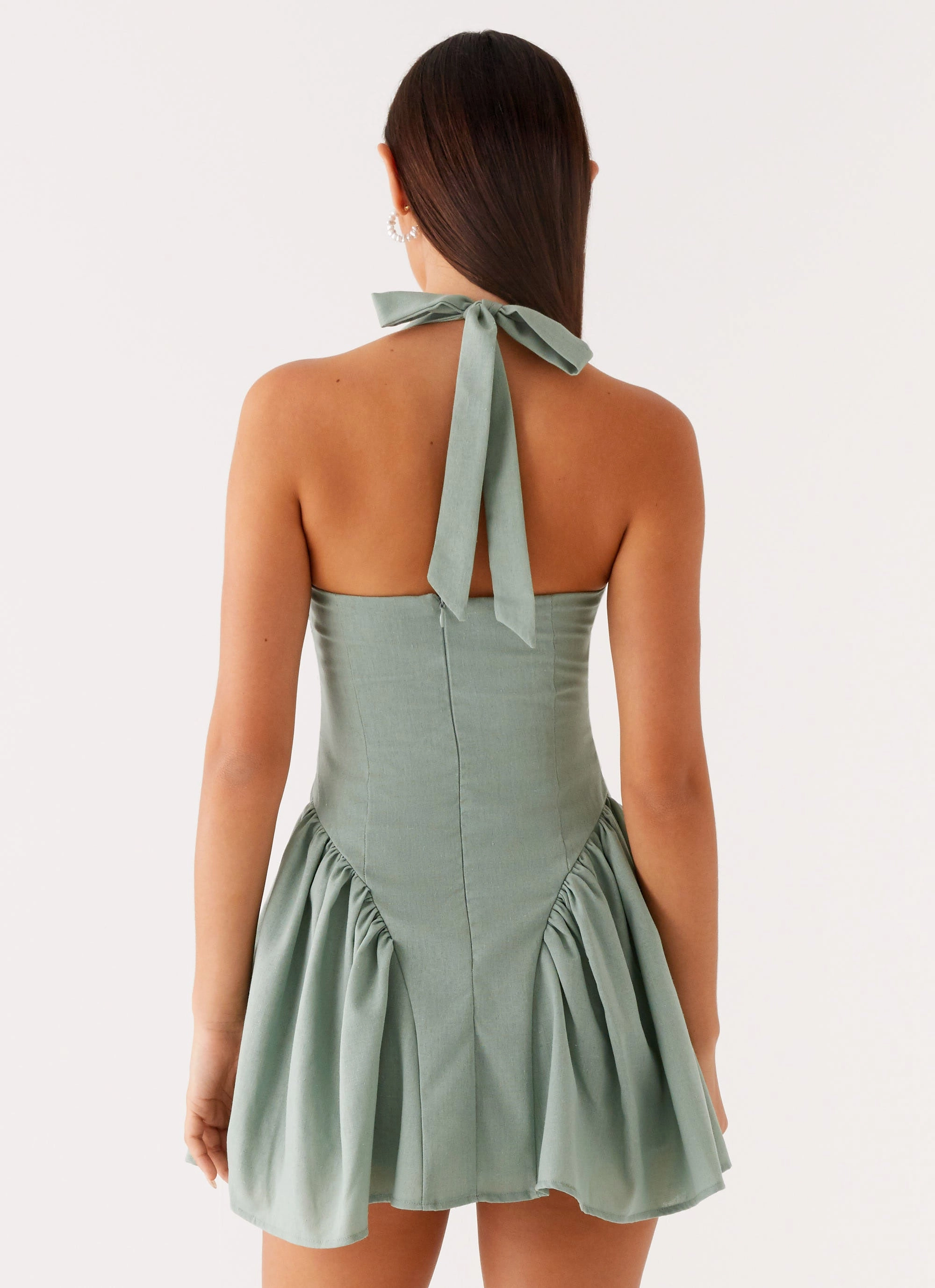Fable Mini Dress - Sage Short Sleeve Evening-Wear