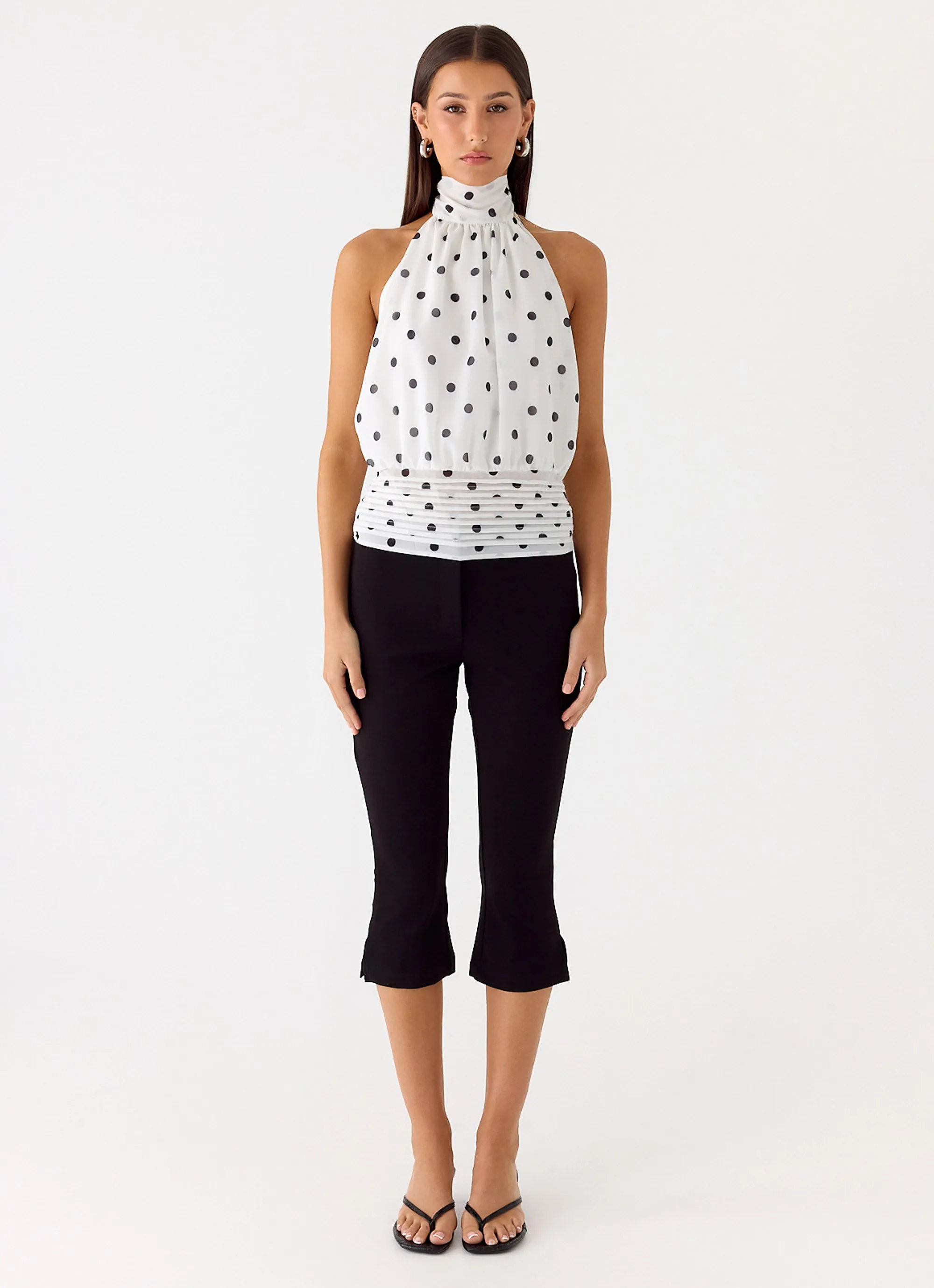 Eco Dye Process Willow Chiffon Top - White Polkadot