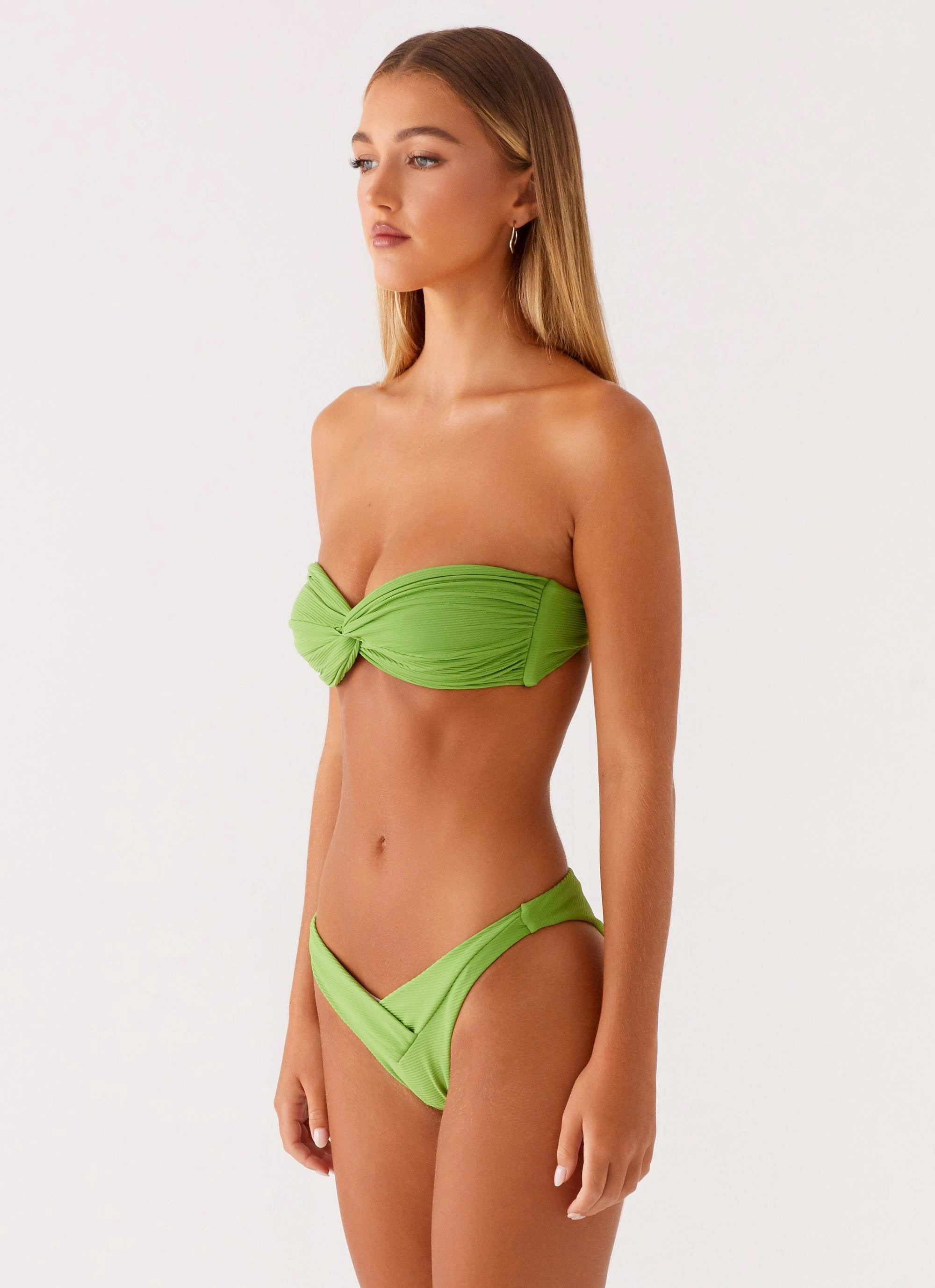 Weekend Retreat Chafe Resistant Edges Delta Bandeau Bikini Top - Lime Green