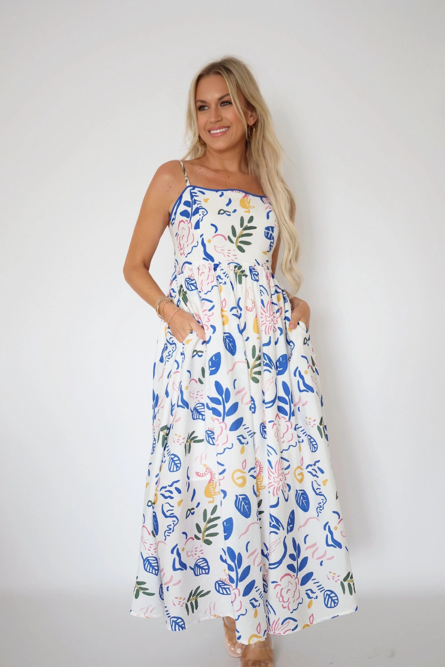 Soft Touch Texture Non Restrictive Collar Ratliff Midi Dress (FINAL SALE)