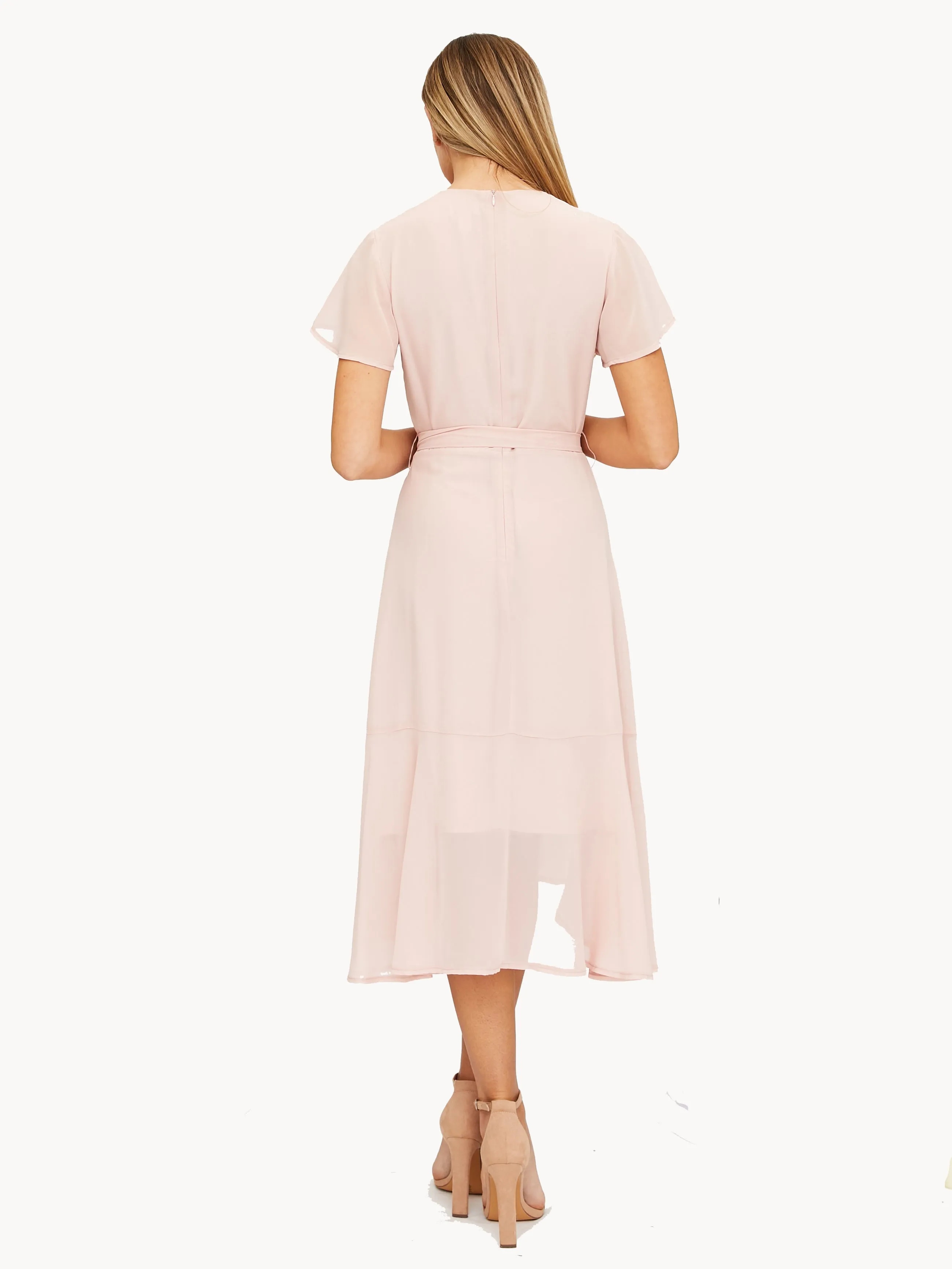 Faith Midi Ruffle Dress / Blush Indoor Event Bold colors