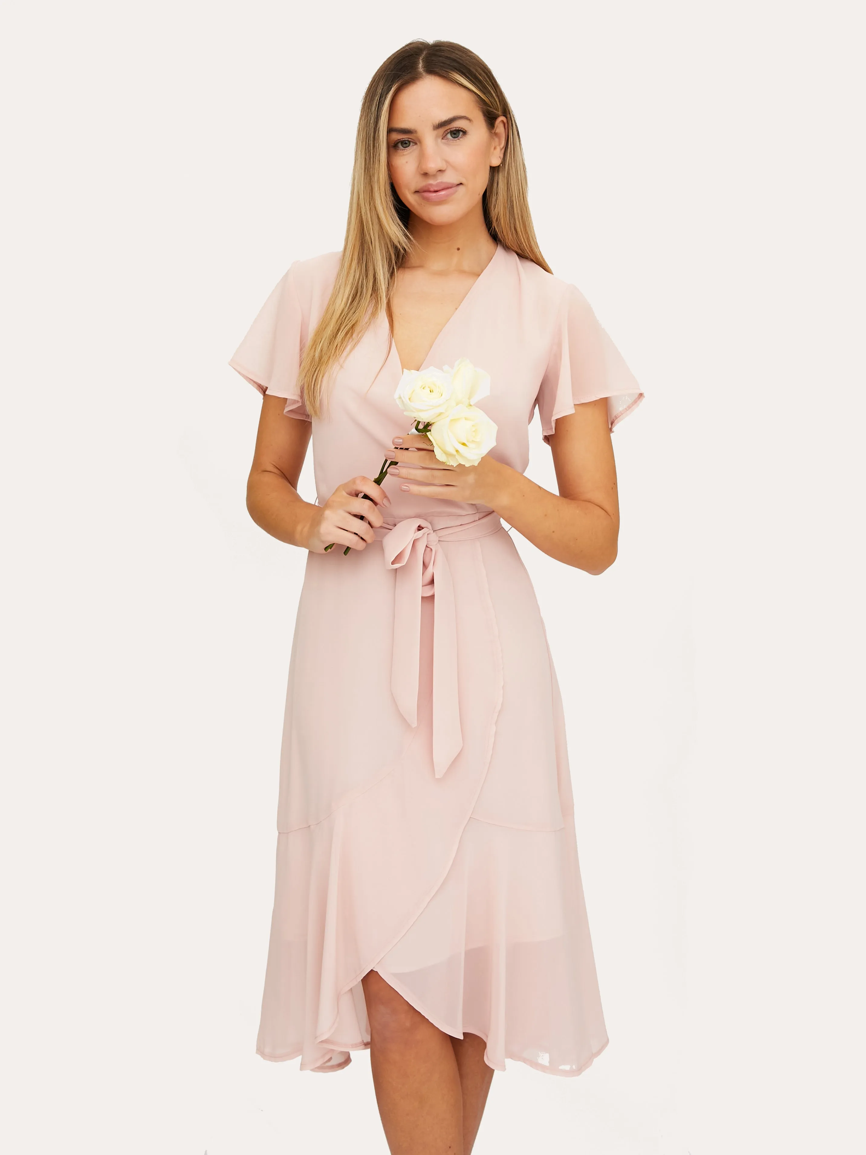 Faith Midi Ruffle Dress / Blush Art Inspired