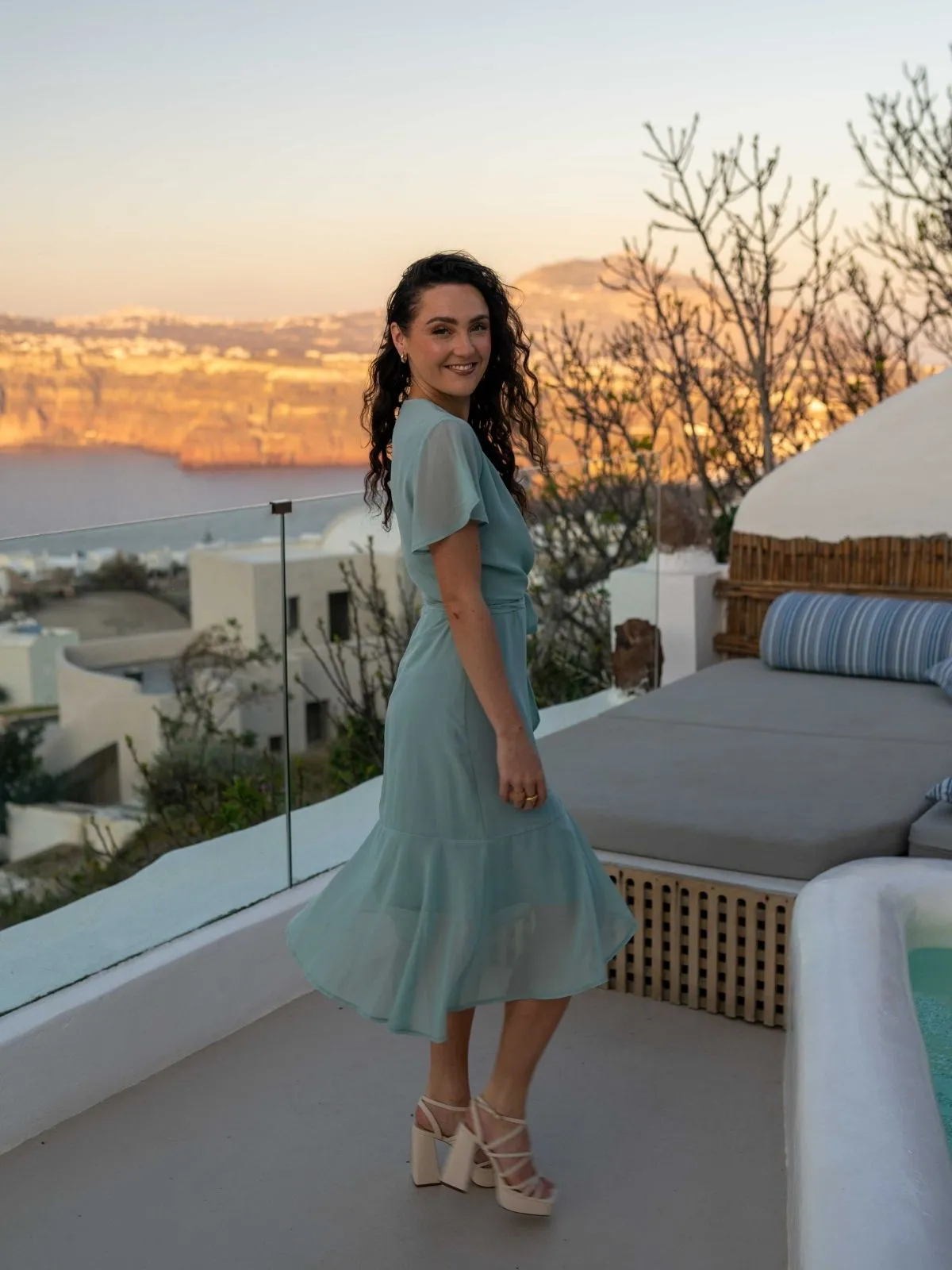 Faith Midi Ruffle Dress / Sage Casual Comfort Wear