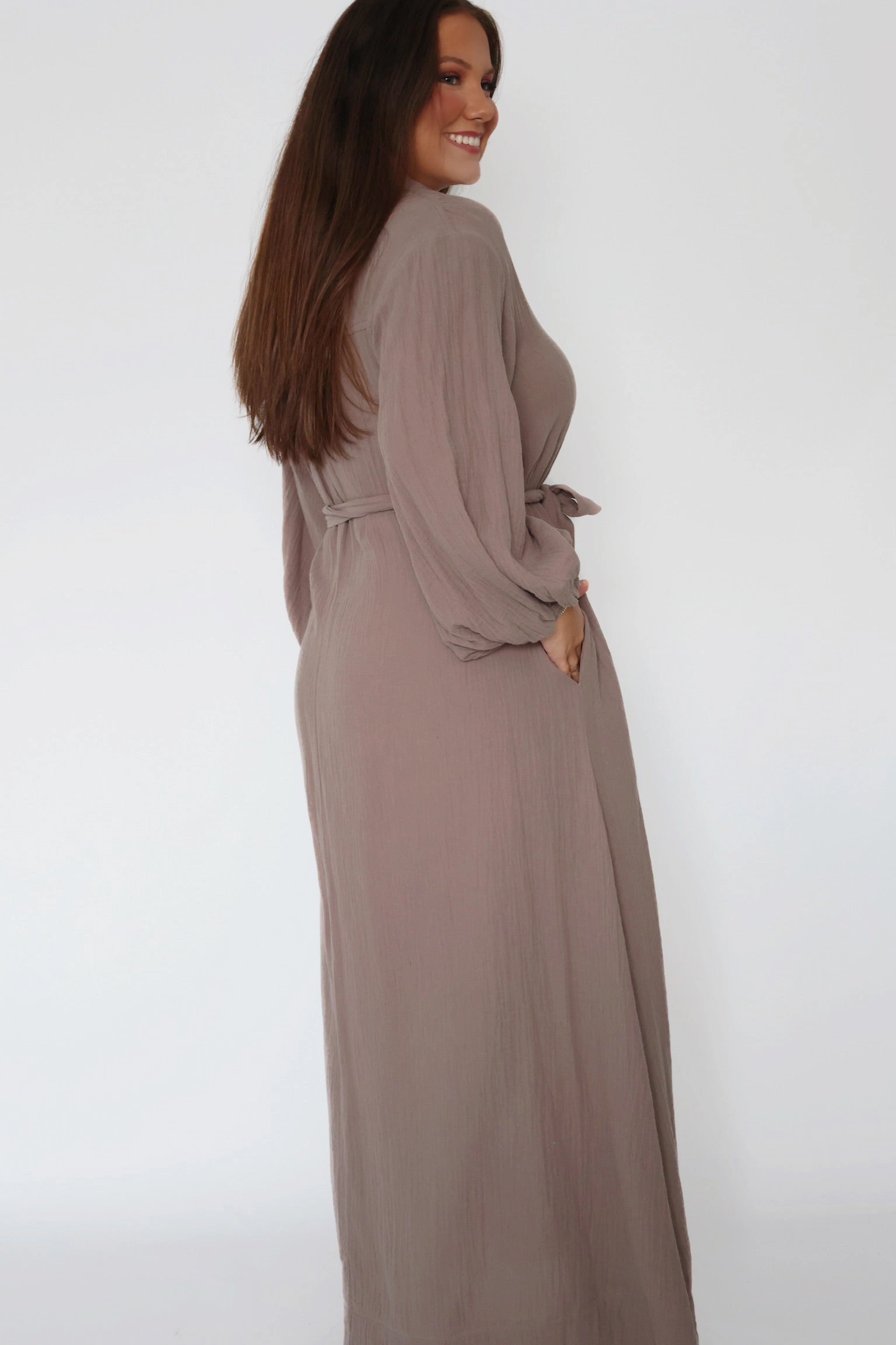 SlimFitAdaptation ThermalInsulation Falling For You Shirt Dress - Mushroom (FINAL SALE)