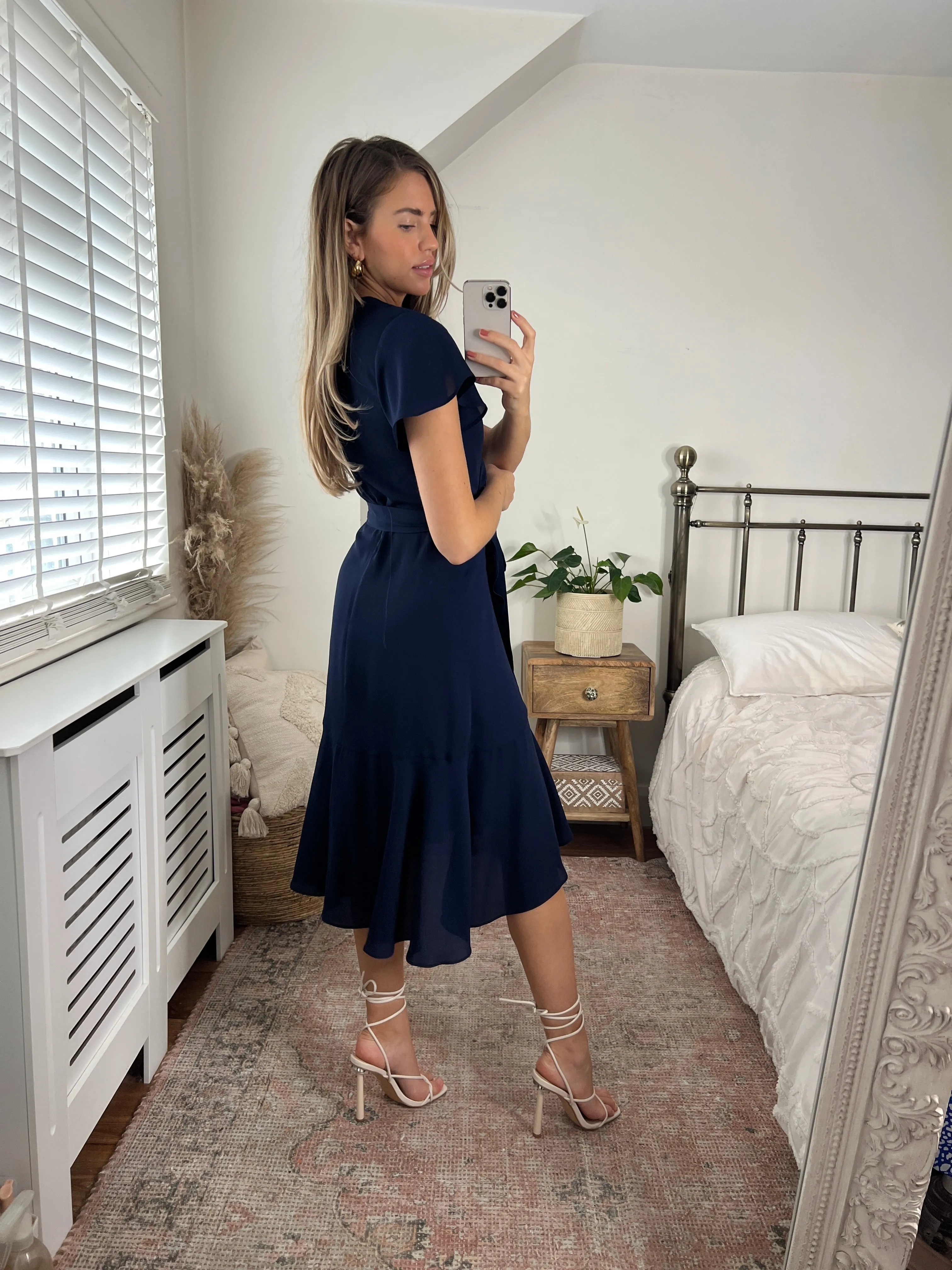 Faith Midi Ruffle Dress / Navy Layerable Piece