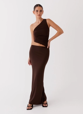 Fancy Clothing Seranella One Shoulder Maxi Dress - Chocolate Classic Grace Seranella One Shoulder Maxi Dress - Chocolate