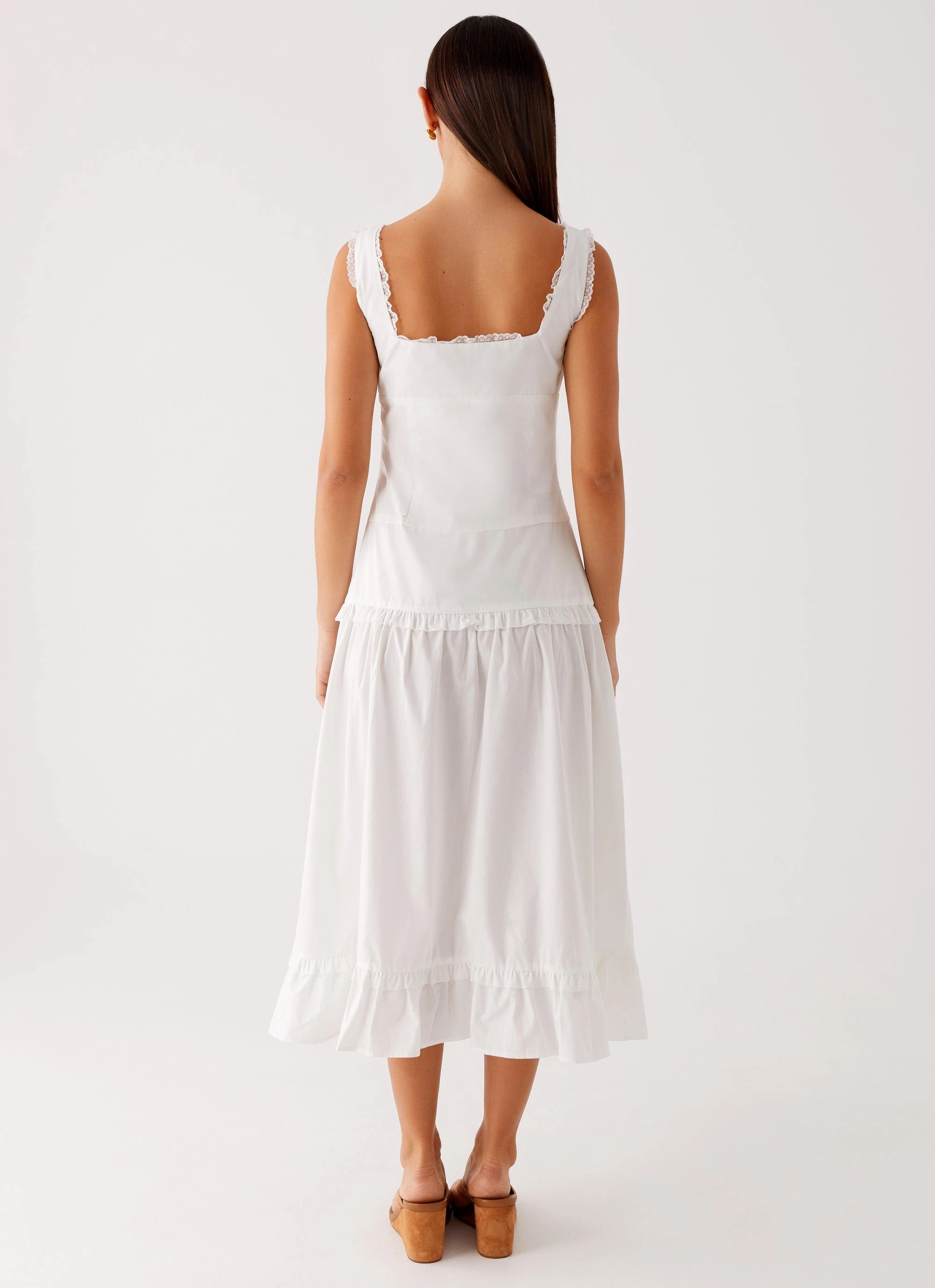 Quinn Midi Dress - White Sustainable-Lining Live Soft