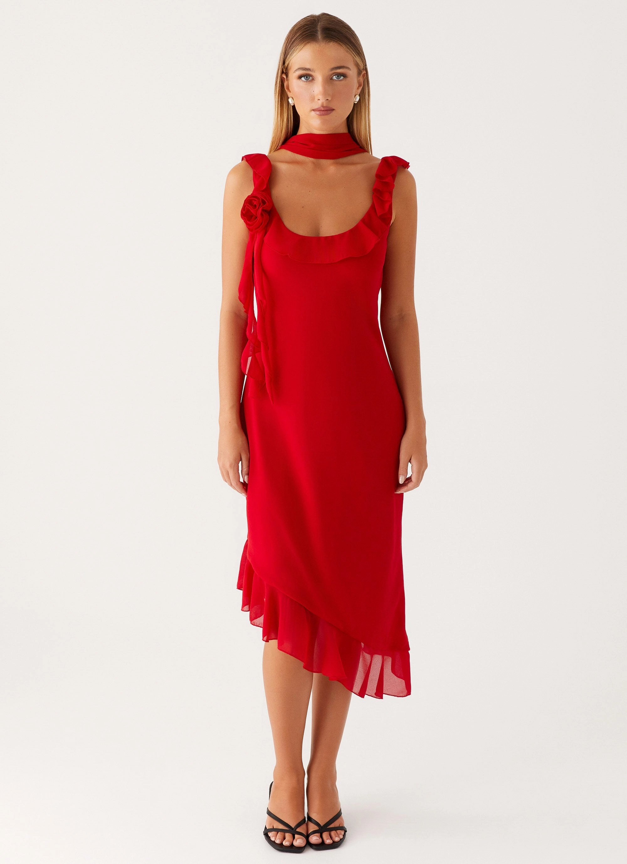 Flower Grace Fariday Midi Dress - Red