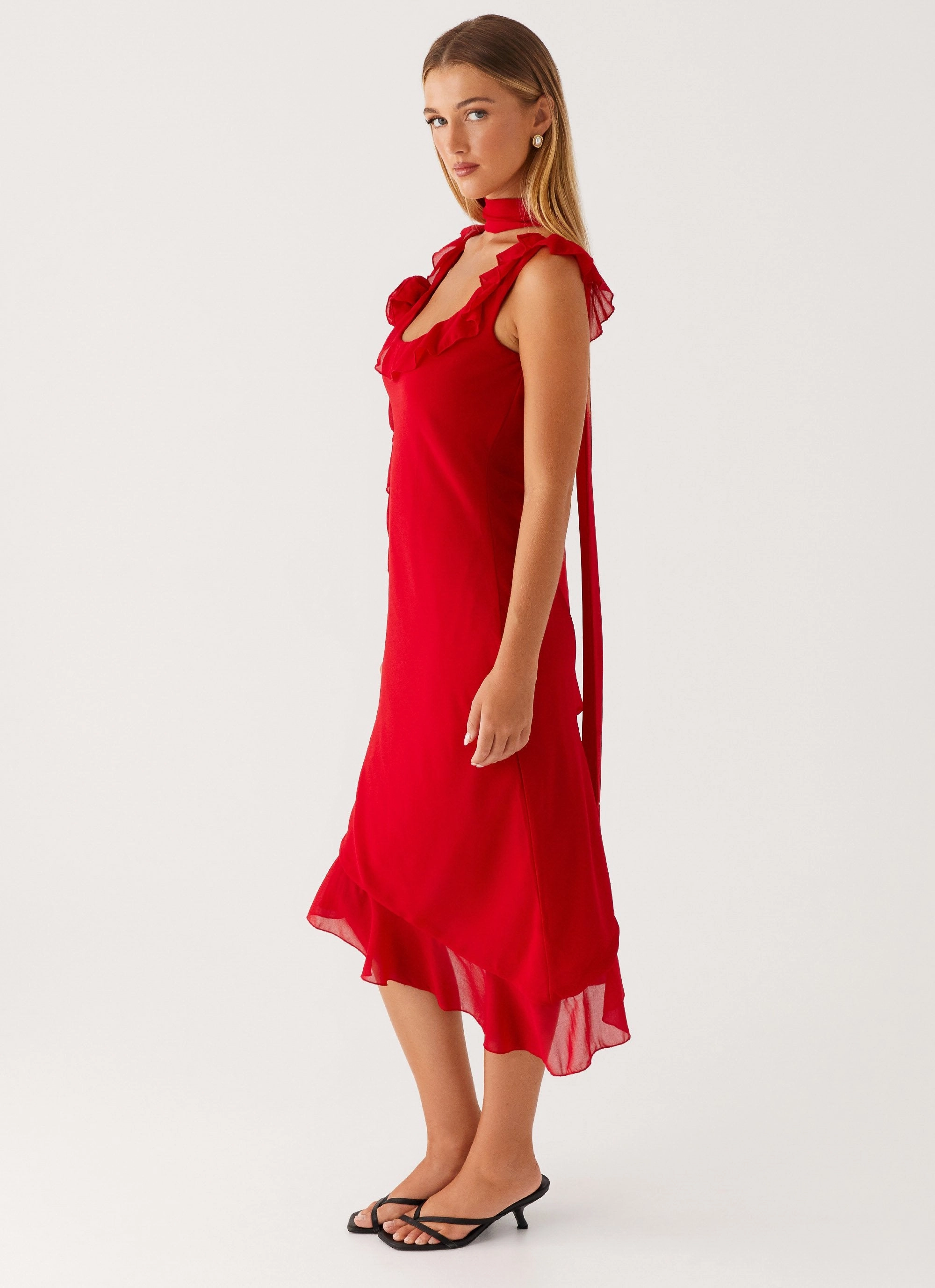 Beauty Feel Fariday Midi Dress - Red