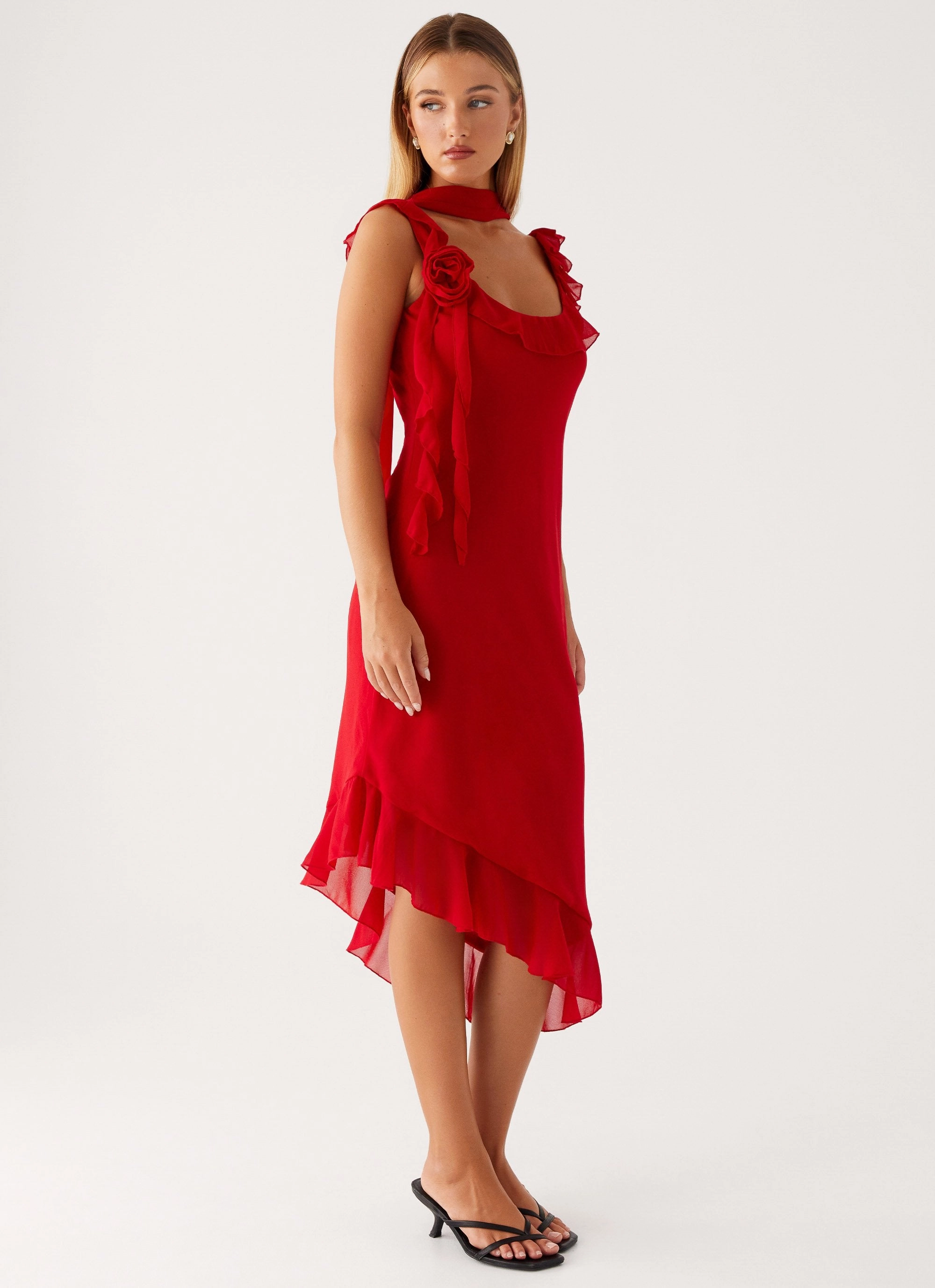 Fariday Midi Dress - Red Love Energy