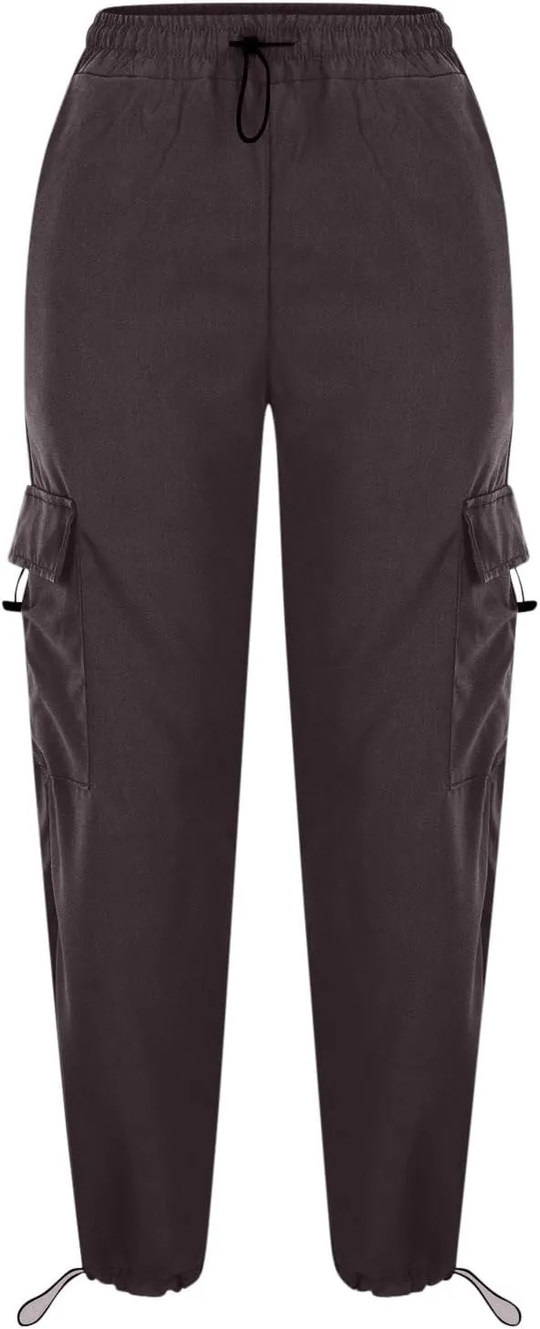 fartey Womens Baggy Cargo Pants High Waist Adjustable Straight Leg Trousers Casual Loose Parachute Hiking Pants with Pocket