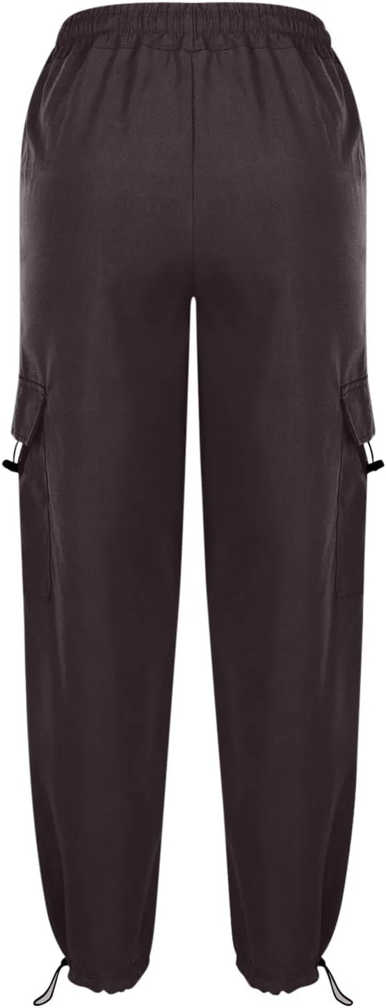 fartey Womens Baggy Cargo Pants High Waist Adjustable Straight Leg Trousers Casual Loose Parachute Hiking Pants with Pocket