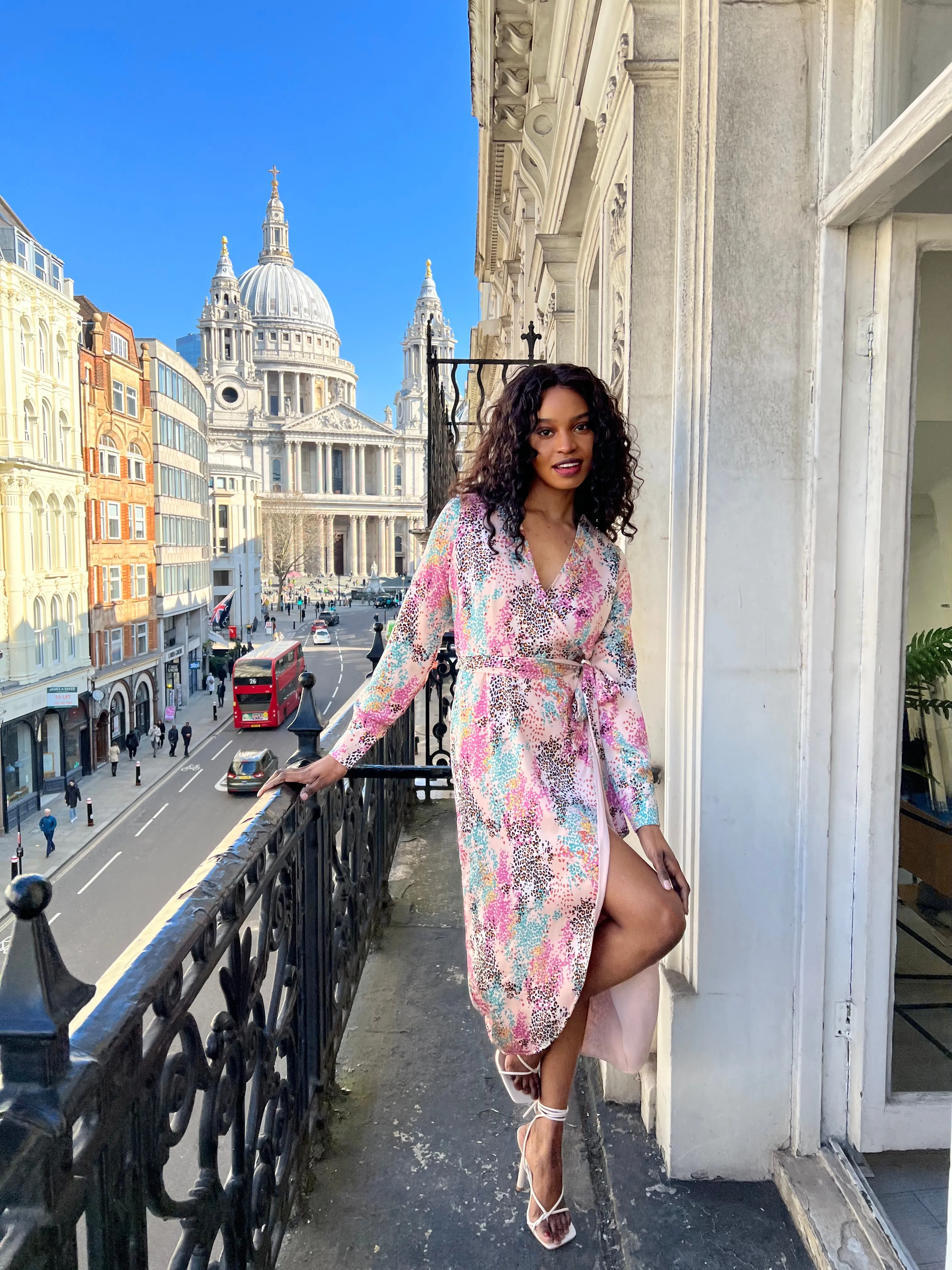 Sophisticated Cut Breathable fabric Fergie Reversible 2 in 1 Wrap Midi Dress / Animal Print