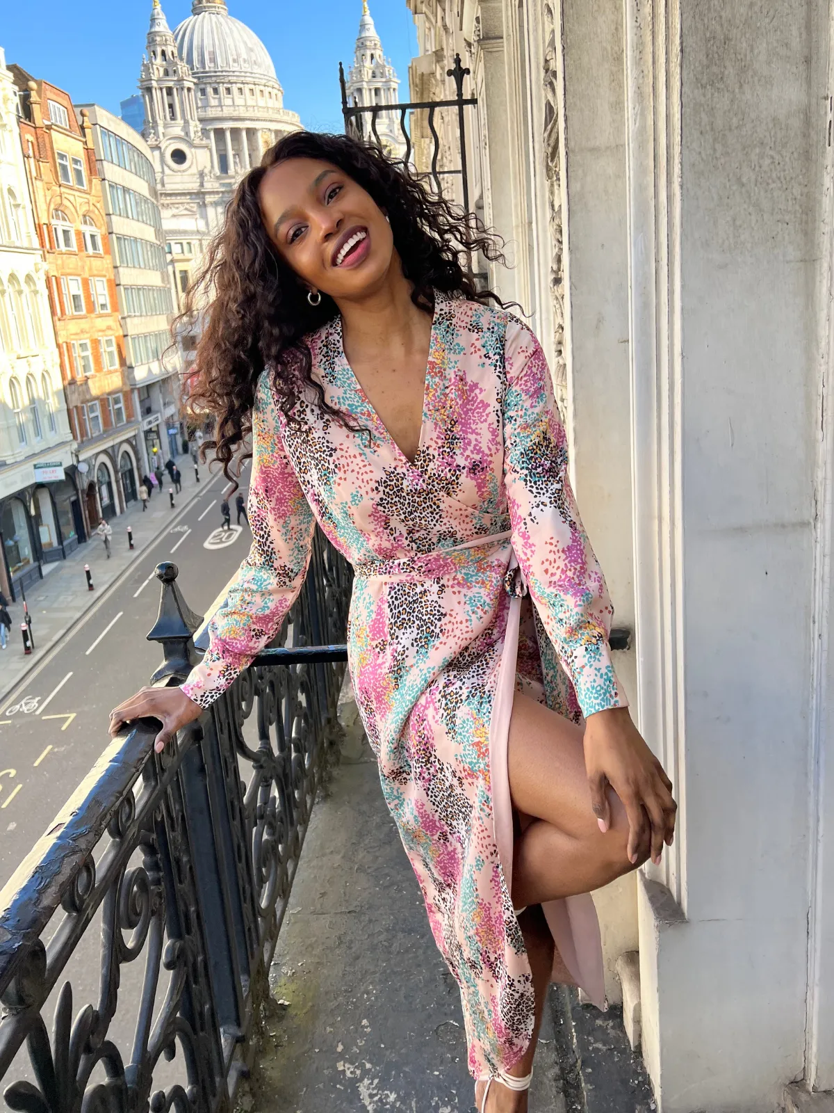 Refined fit Youth Charm Fergie Reversible 2 in 1 Wrap Midi Dress / Animal Print