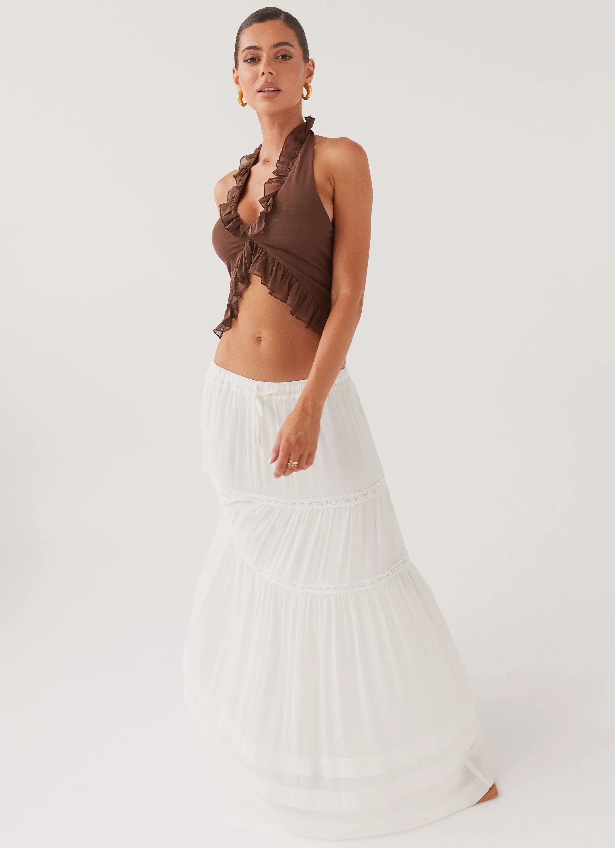 Style Preview Curve Friendly Moonstone Tiered Maxi Skirt - White