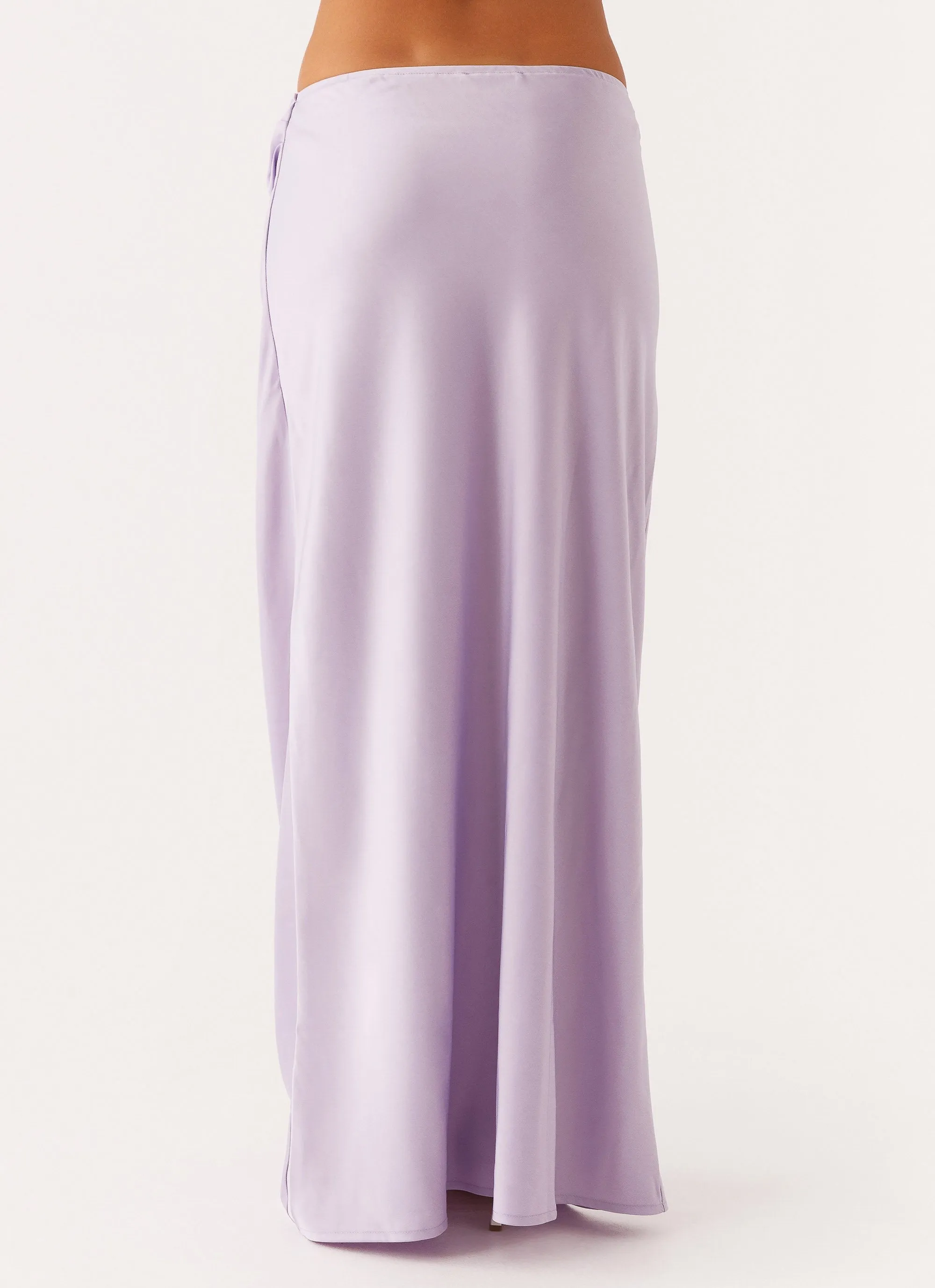 Nancy Lace Satin Maxi Skirt - Lilac Layered Look