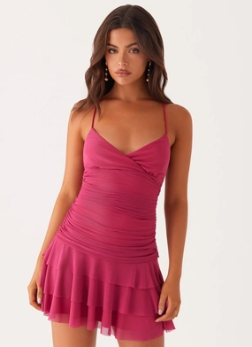 Feminine Structure Emily Mini Dress - Fuchsia