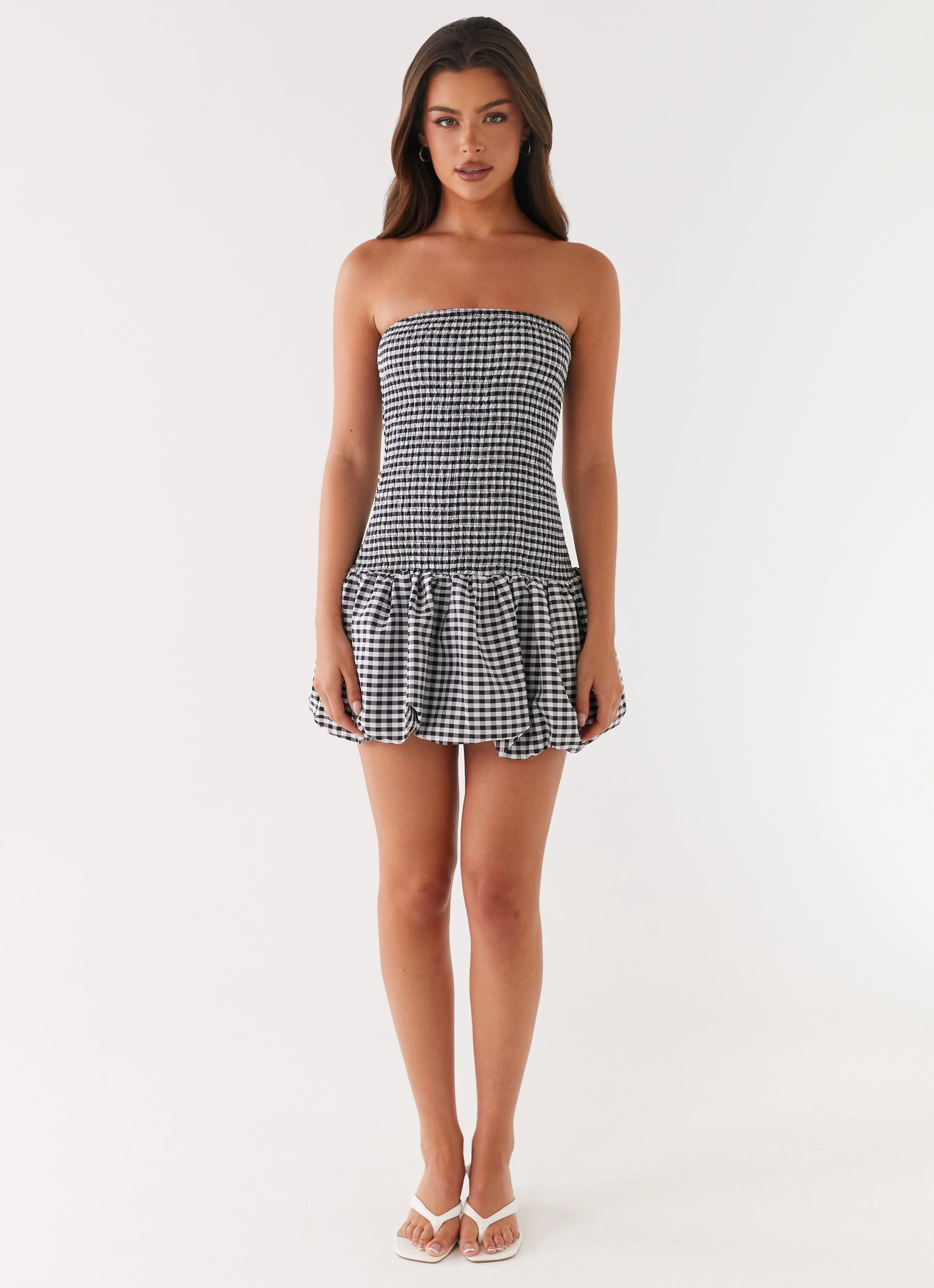Martell Mini Dress - Black Gingham Polished Details