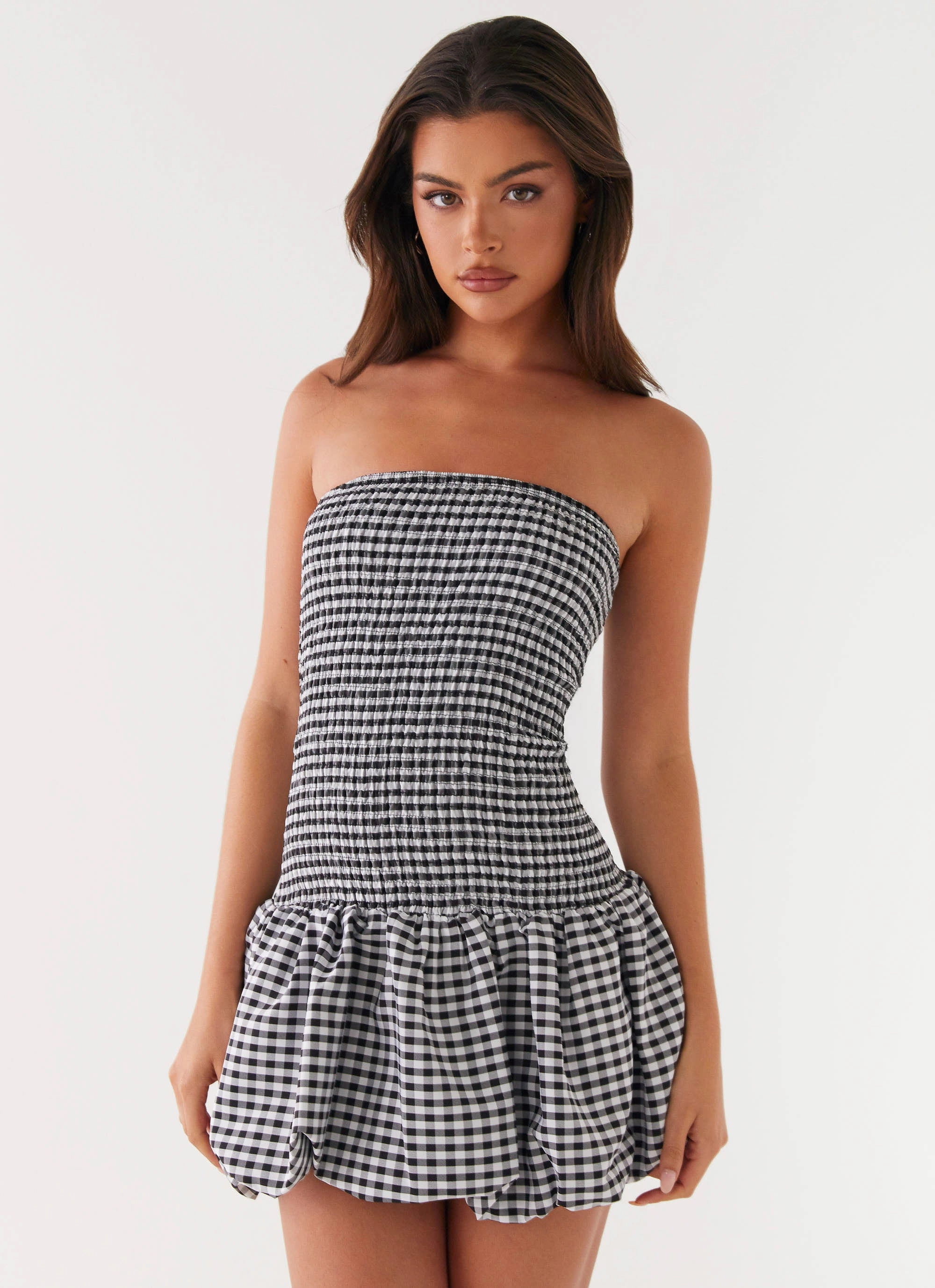 Petite Chic Martell Mini Dress - Black Gingham