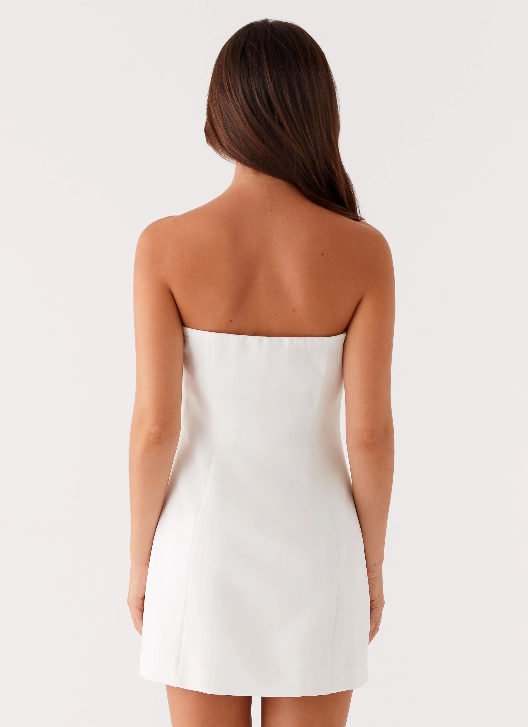 Riva Mini Dress - White Pleat-Front Vibrant Colors