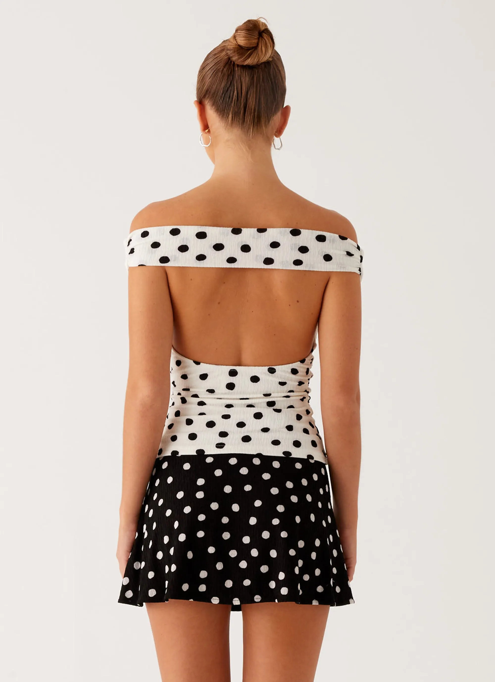 Rylie Top - White Polka Dot MoistureWicking Material