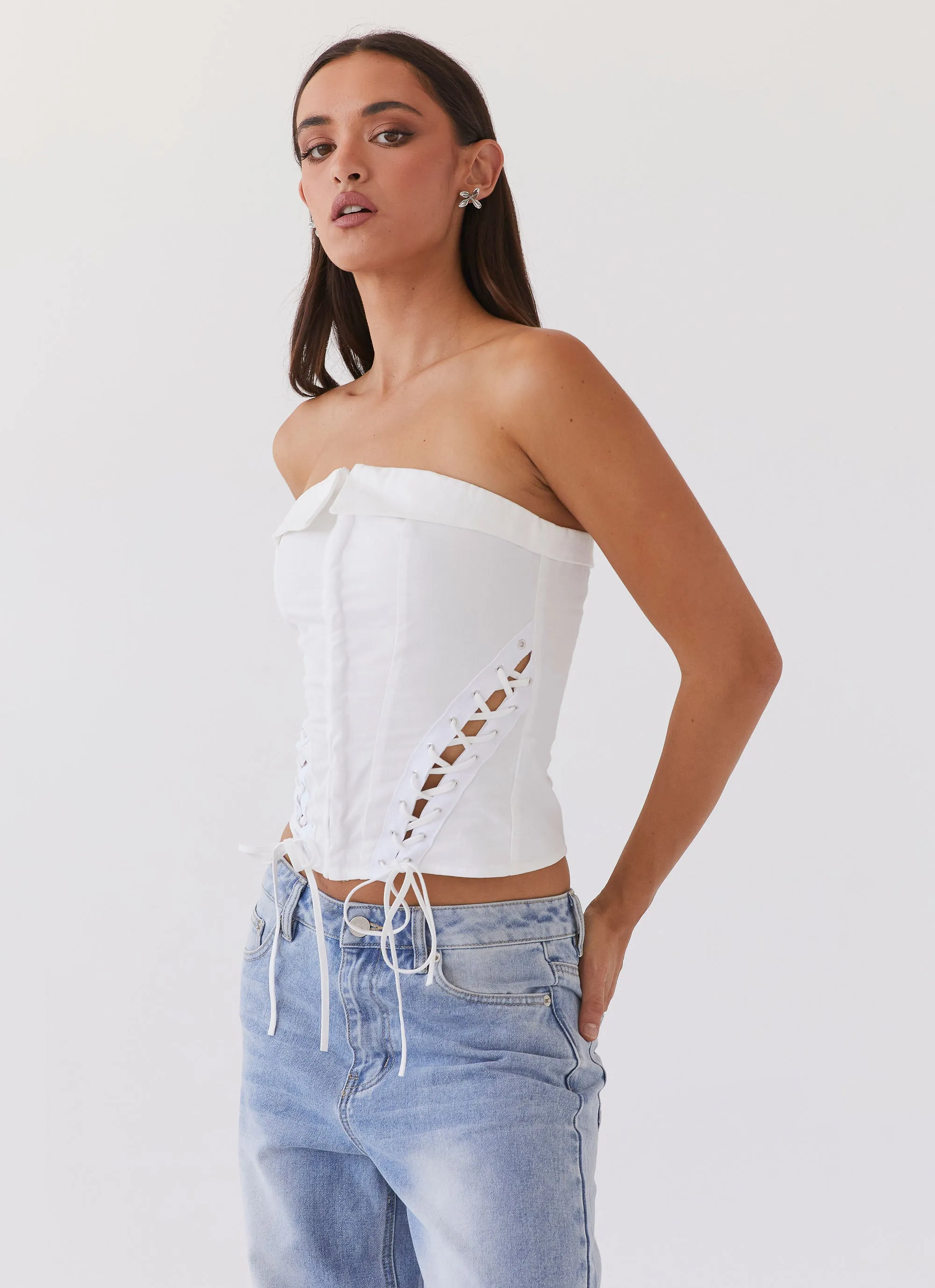 Be My Soulmate Bustier Top - White Modern Silhouette Biodegradable material