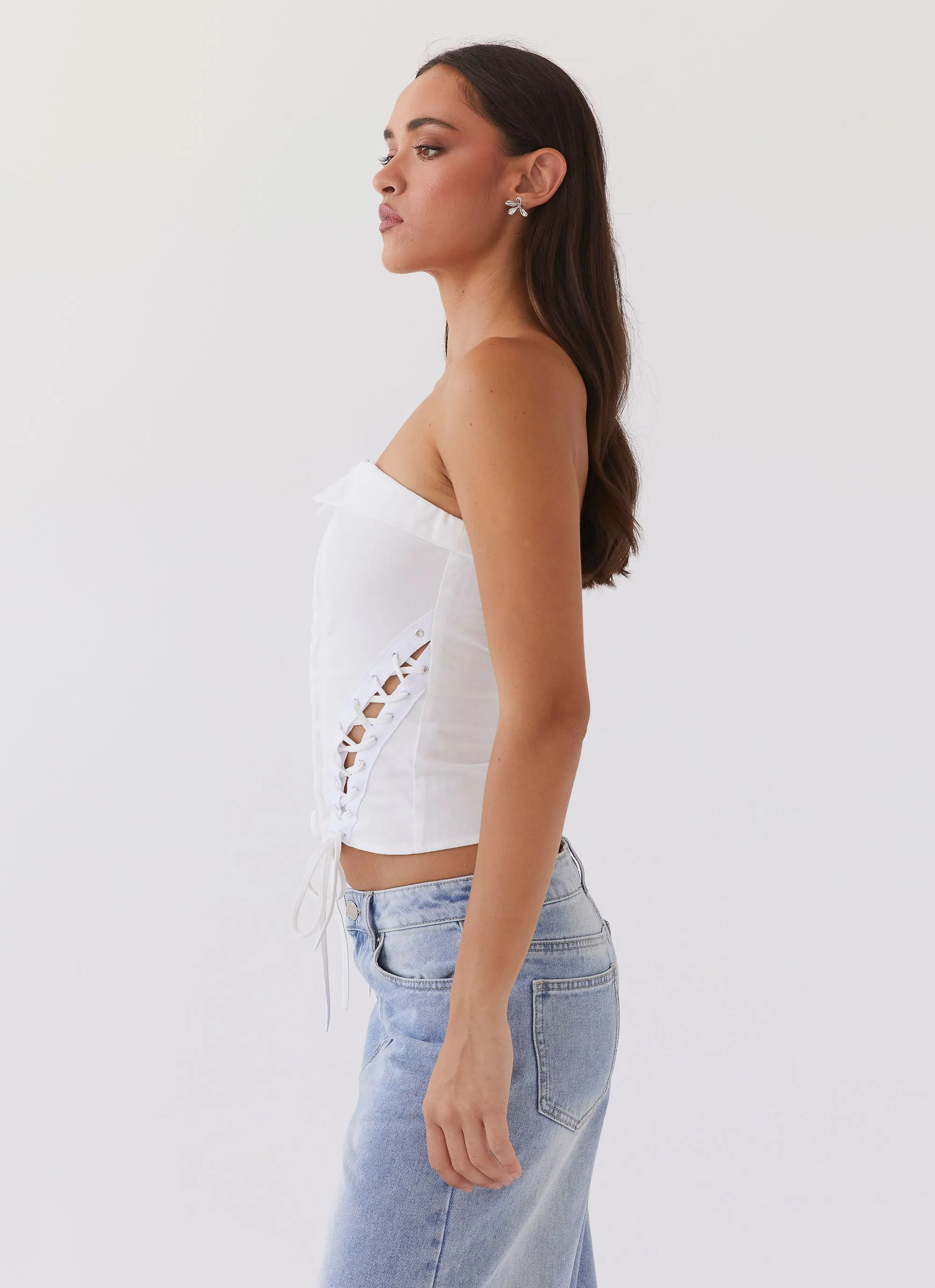 Be My Soulmate Bustier Top - White Full Coverage Fit AbrasionResistant Finish