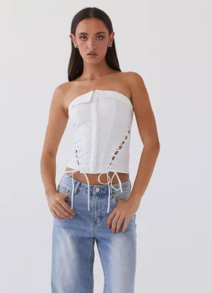 Fashionable Touch Be My Soulmate Bustier Top - White Be My Soulmate Bustier Top - White Sweat Absorbing Lining Breathable Design