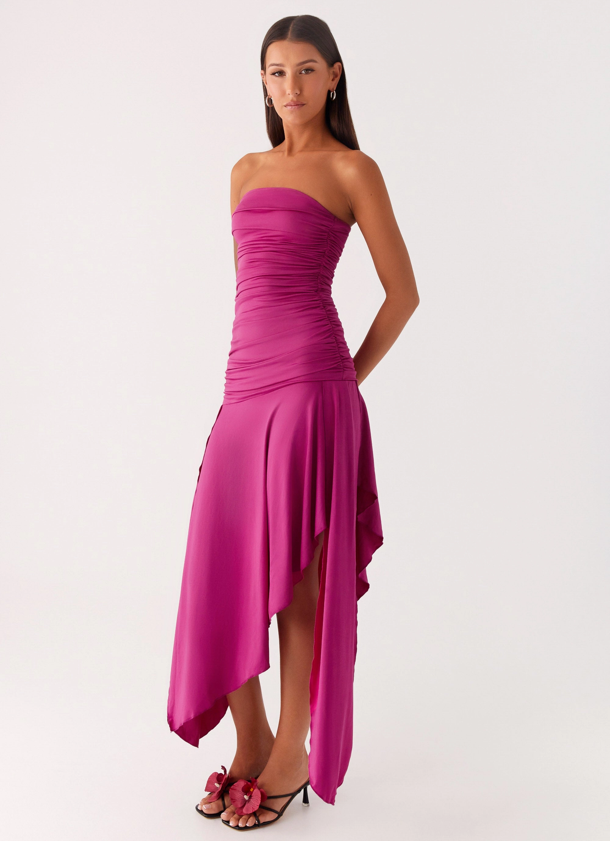 Modern Silhouette Timeless Look Ora Strapless Maxi Dress - Fuchsia
