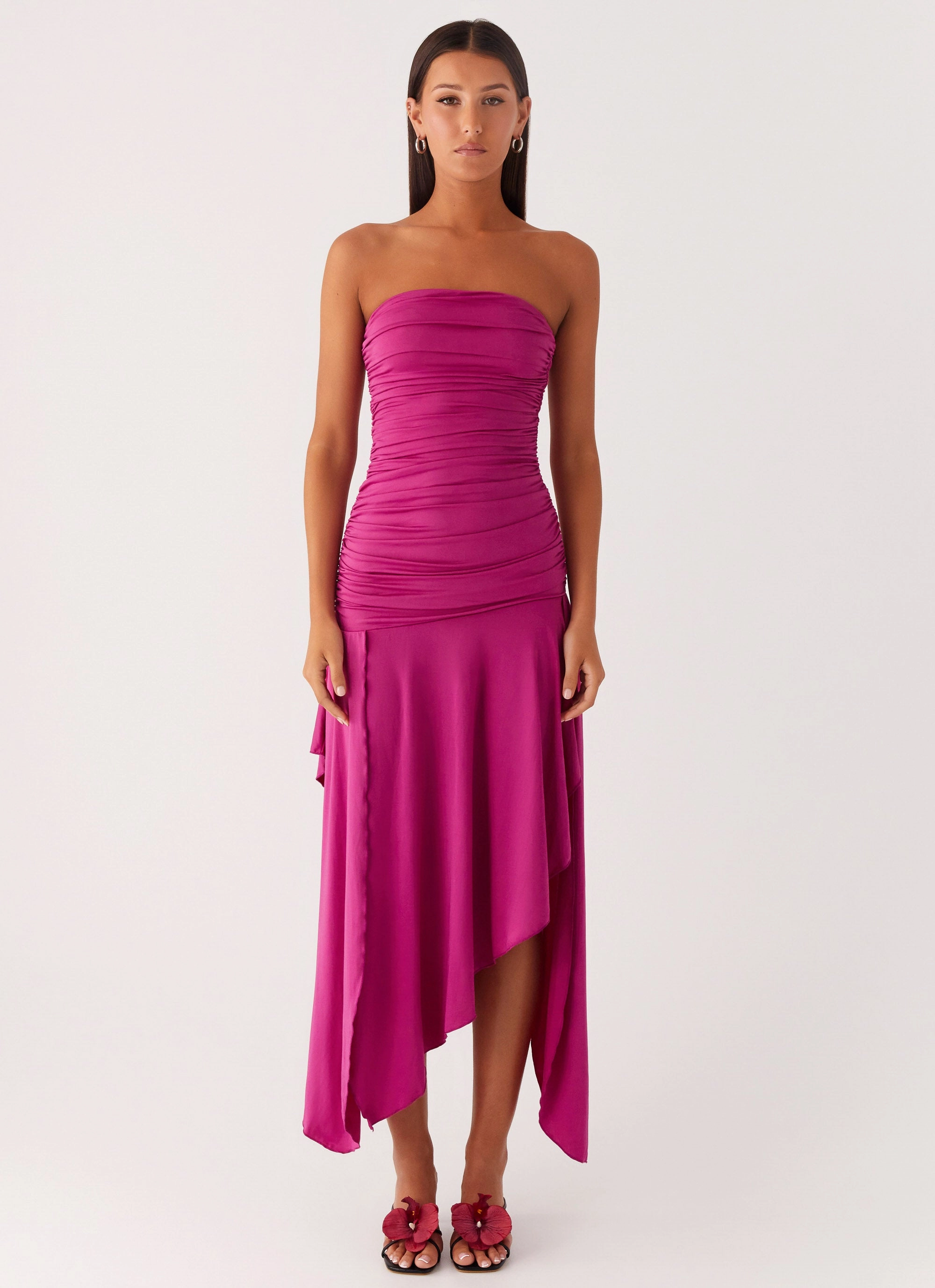 Work Fitwear Ora Strapless Maxi Dress - Fuchsia