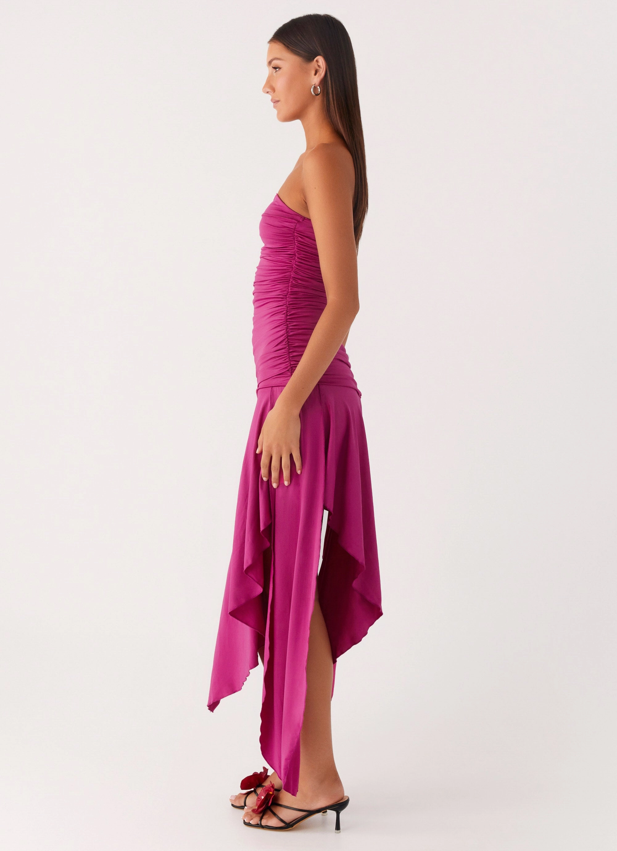Ora Strapless Maxi Dress - Fuchsia Light Drape