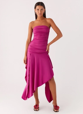 Ora Strapless Maxi Dress - Fuchsia Light And Airy Sleek Layer